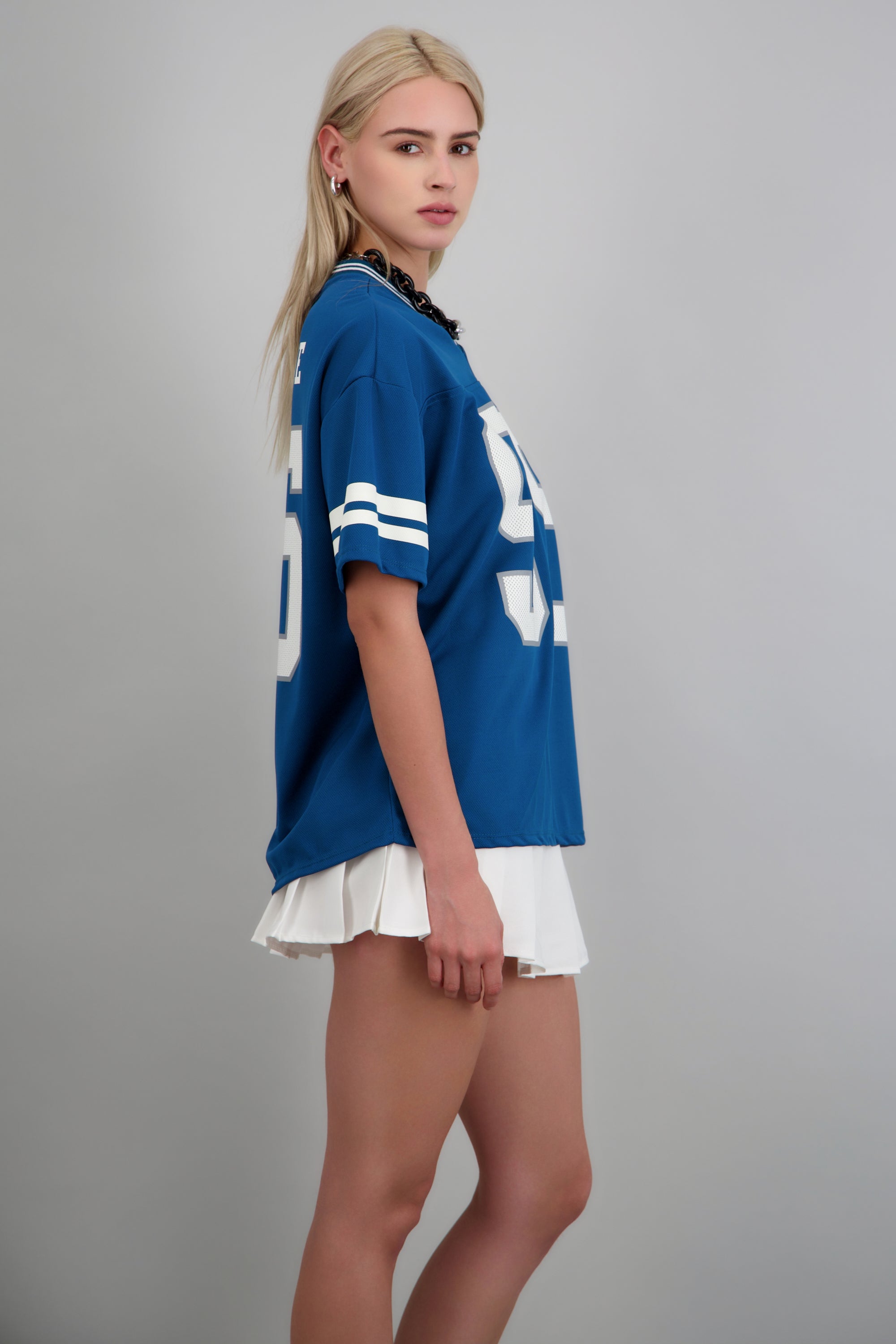 Playera deportiva estampado numeros AZUL PATO