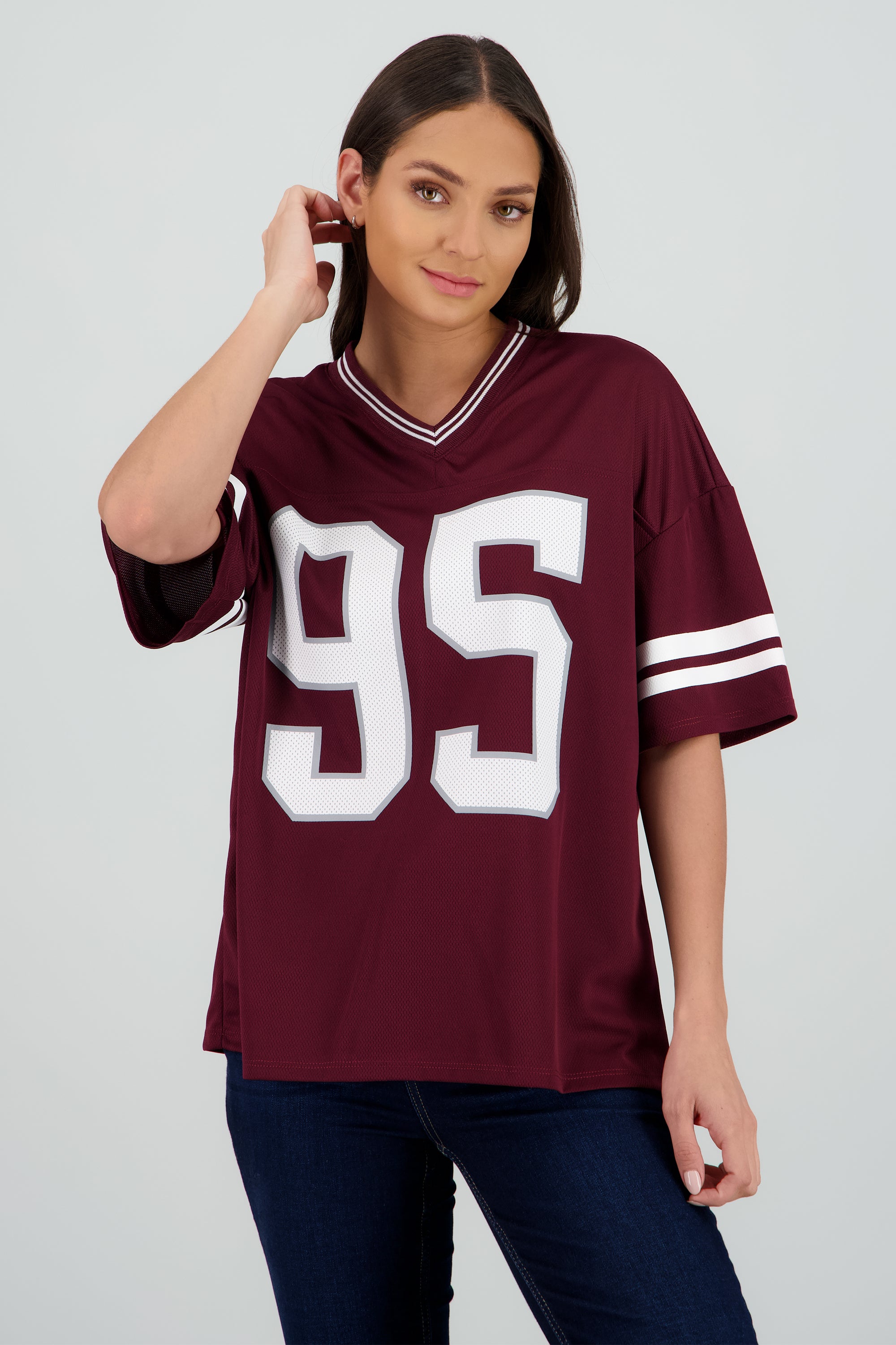 Playera deportiva estampado numeros CIRUELA