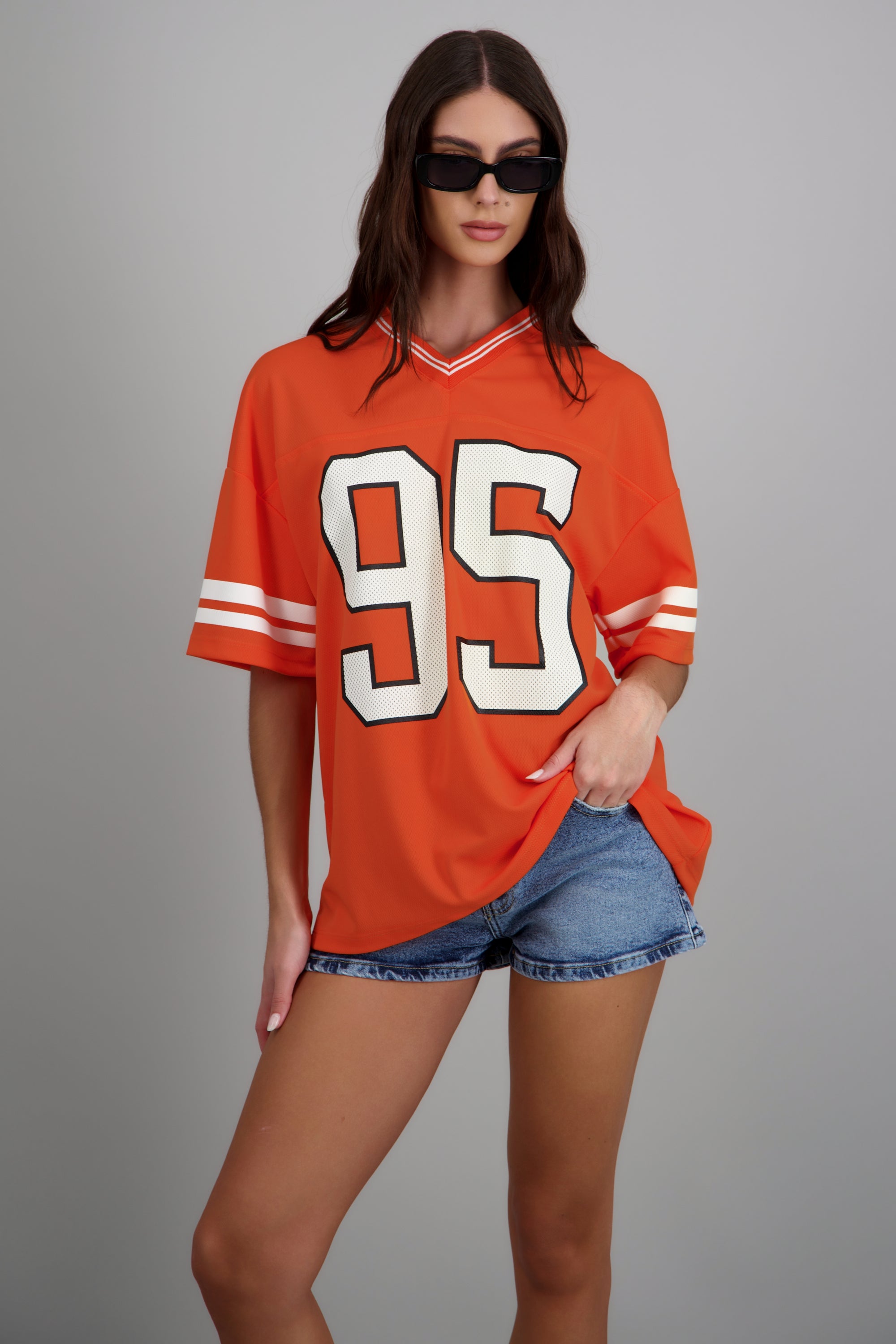 Playera deportiva estampado numeros NARANJA