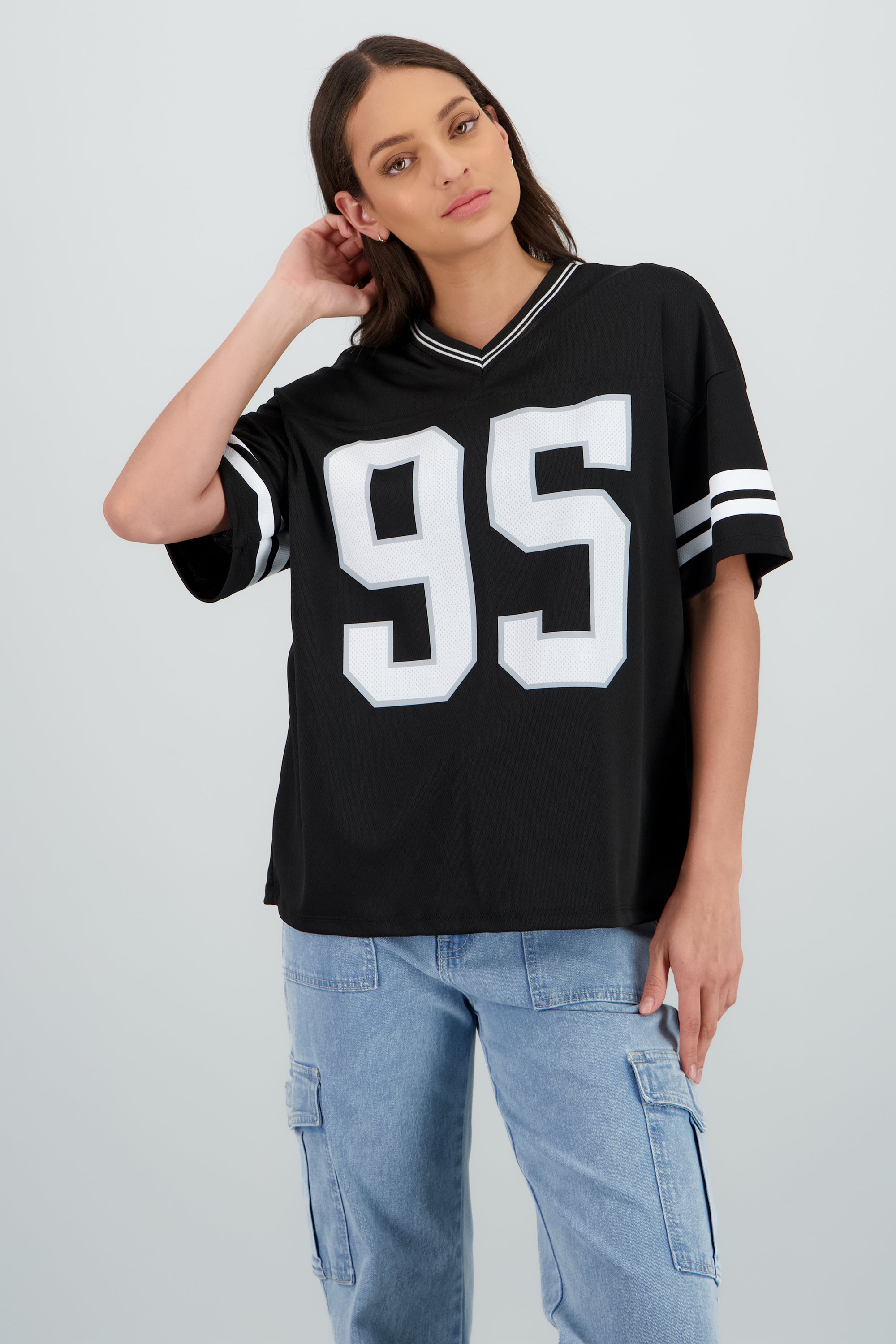 Playera deportiva estampado numeros NEGRO COMBO