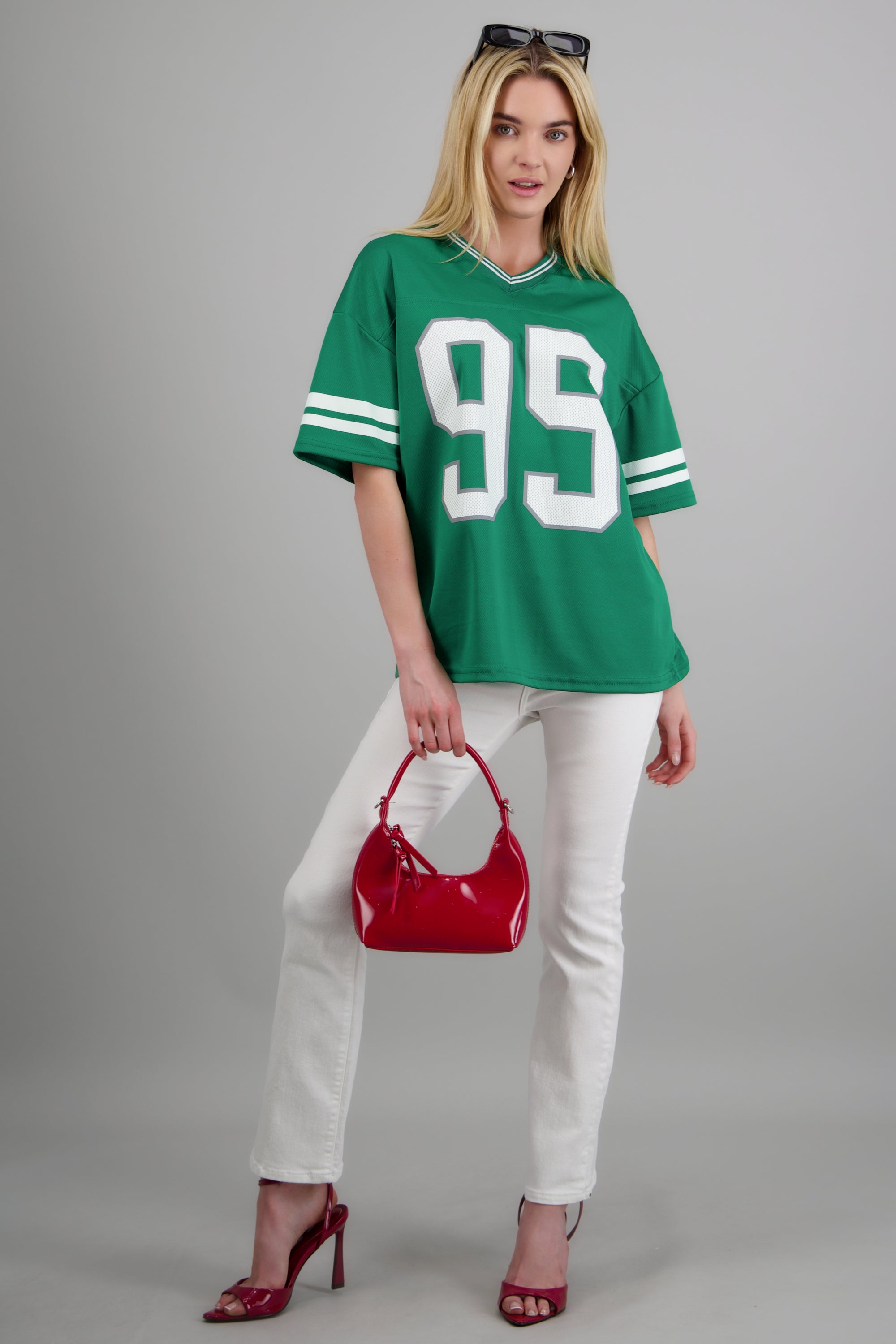 Playera deportiva estampado numeros VERDE