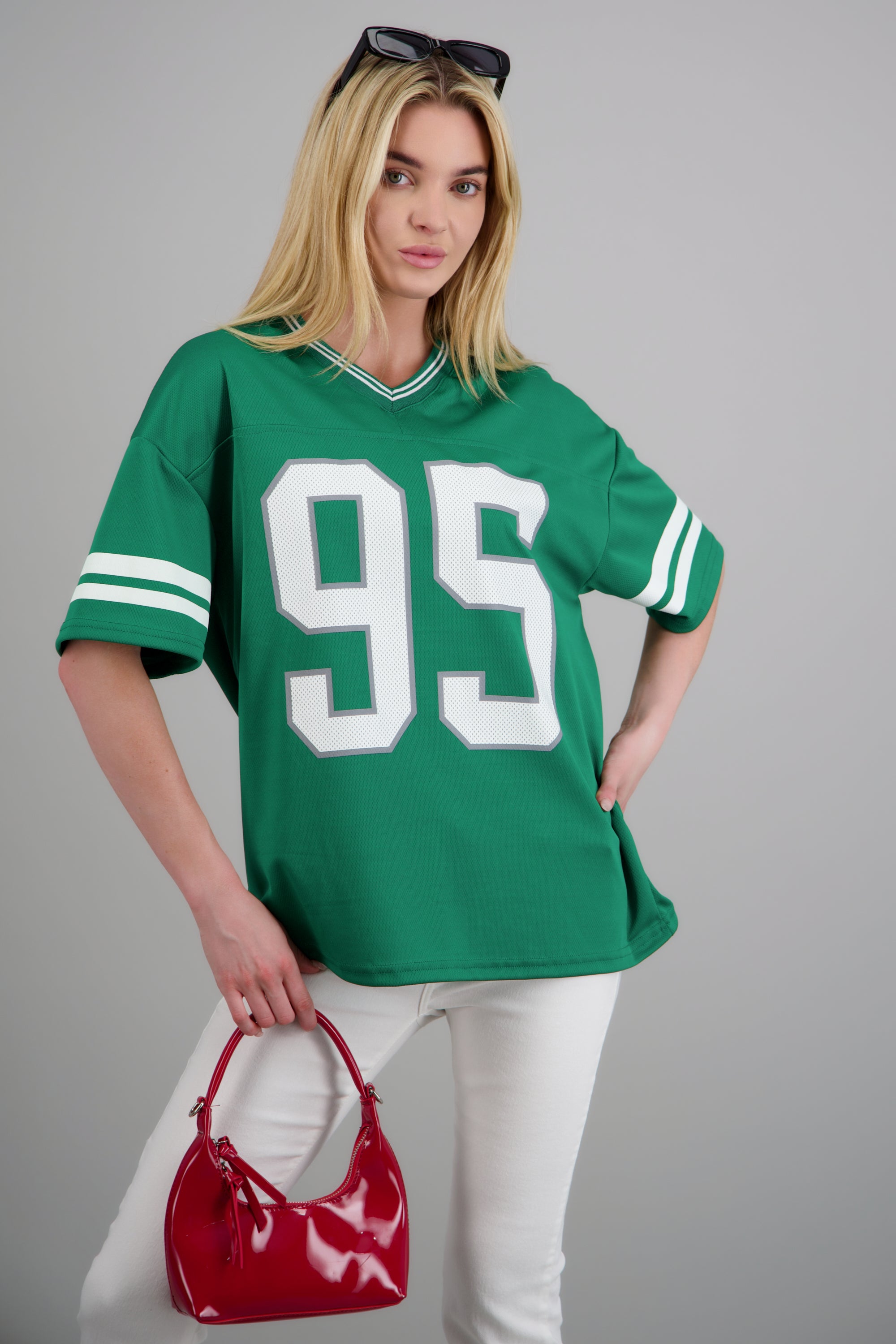 Playera deportiva estampado numeros VERDE