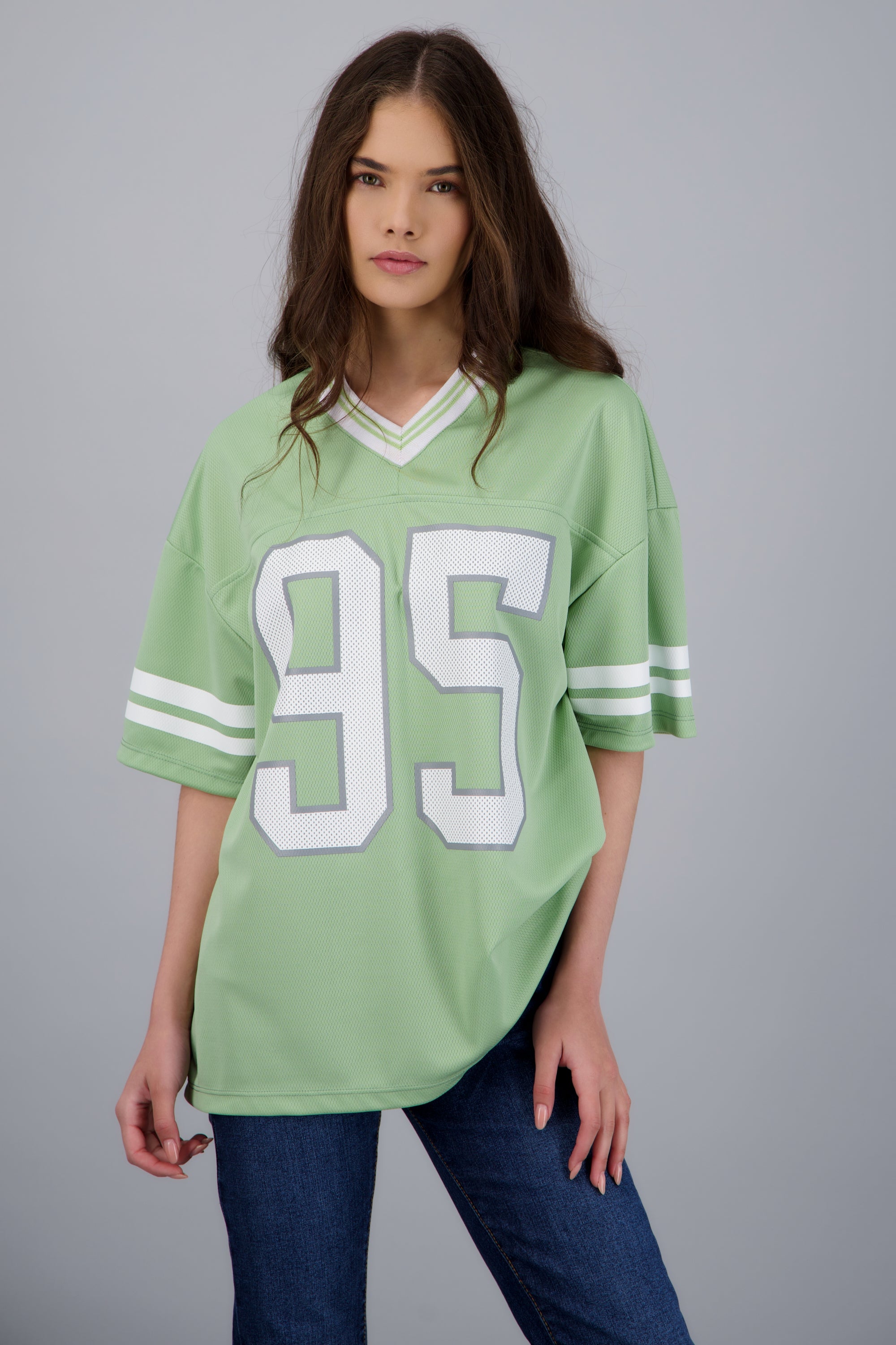 Playera deportiva estampado numeros VERDE CLARO