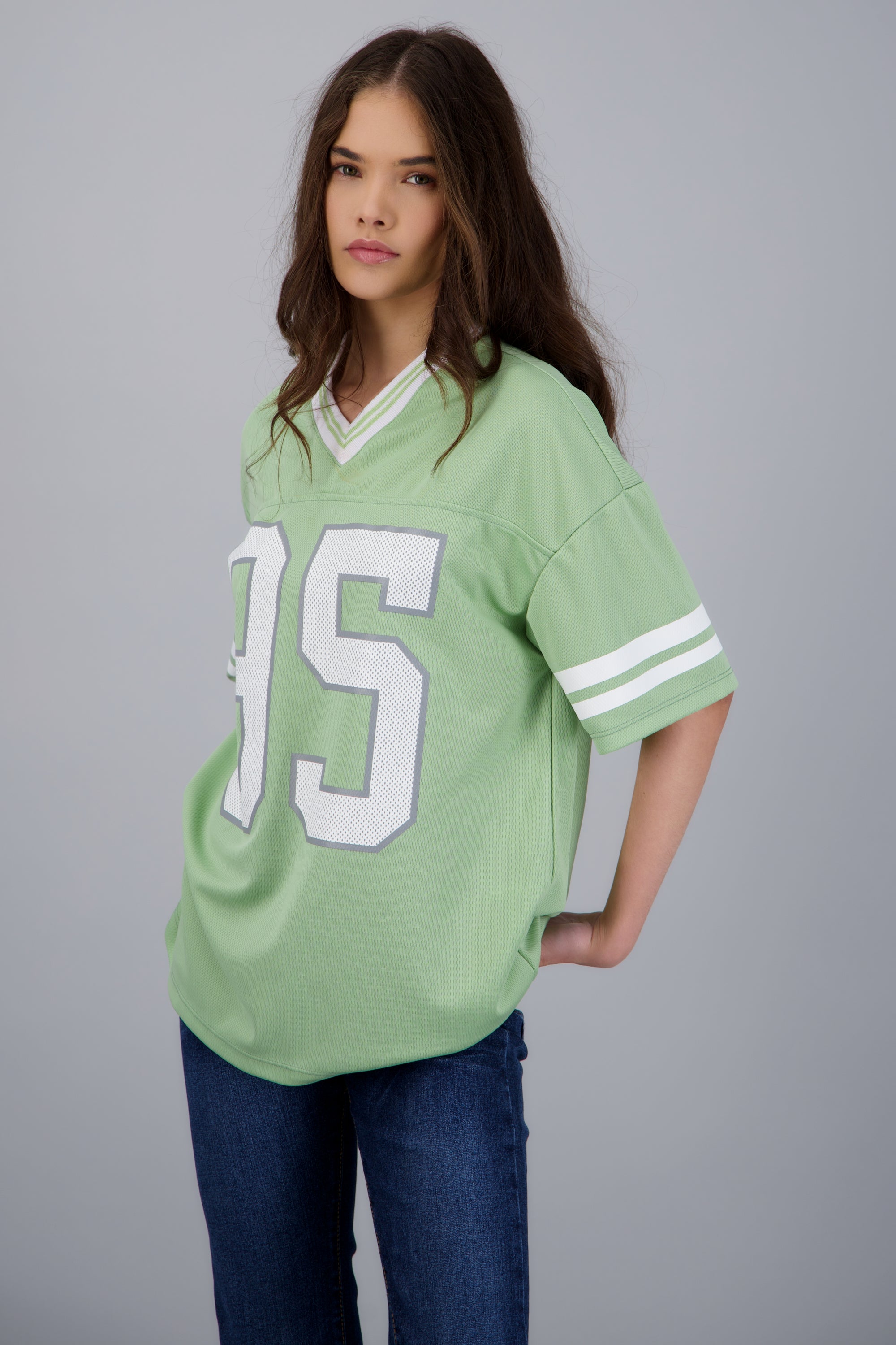 Playera deportiva estampado numeros VERDE CLARO