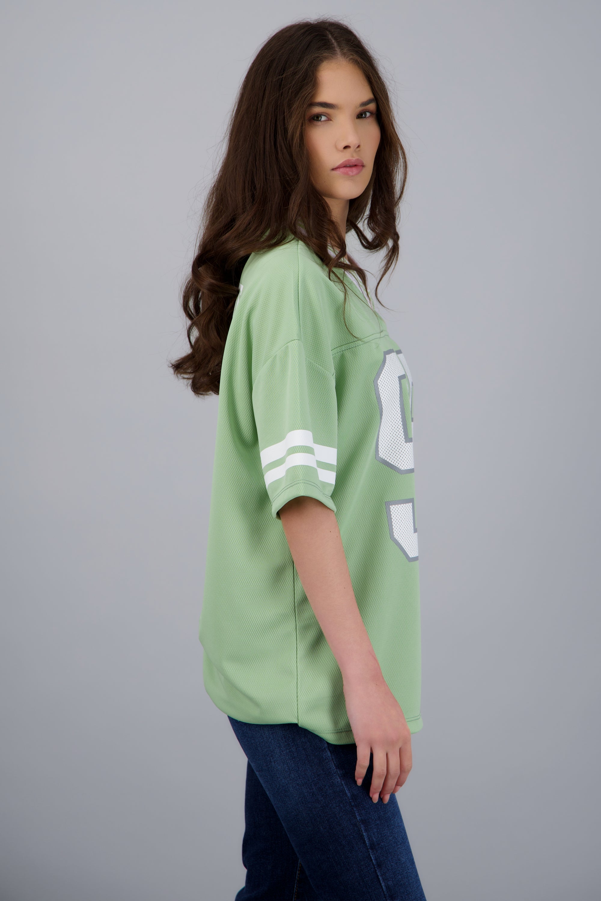 Playera deportiva estampado numeros VERDE CLARO