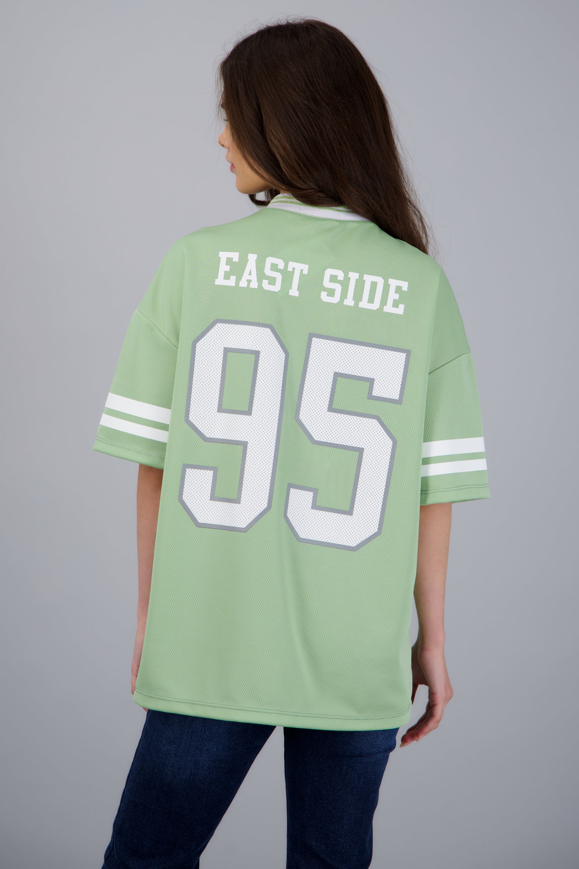 Playera deportiva estampado numeros VERDE CLARO