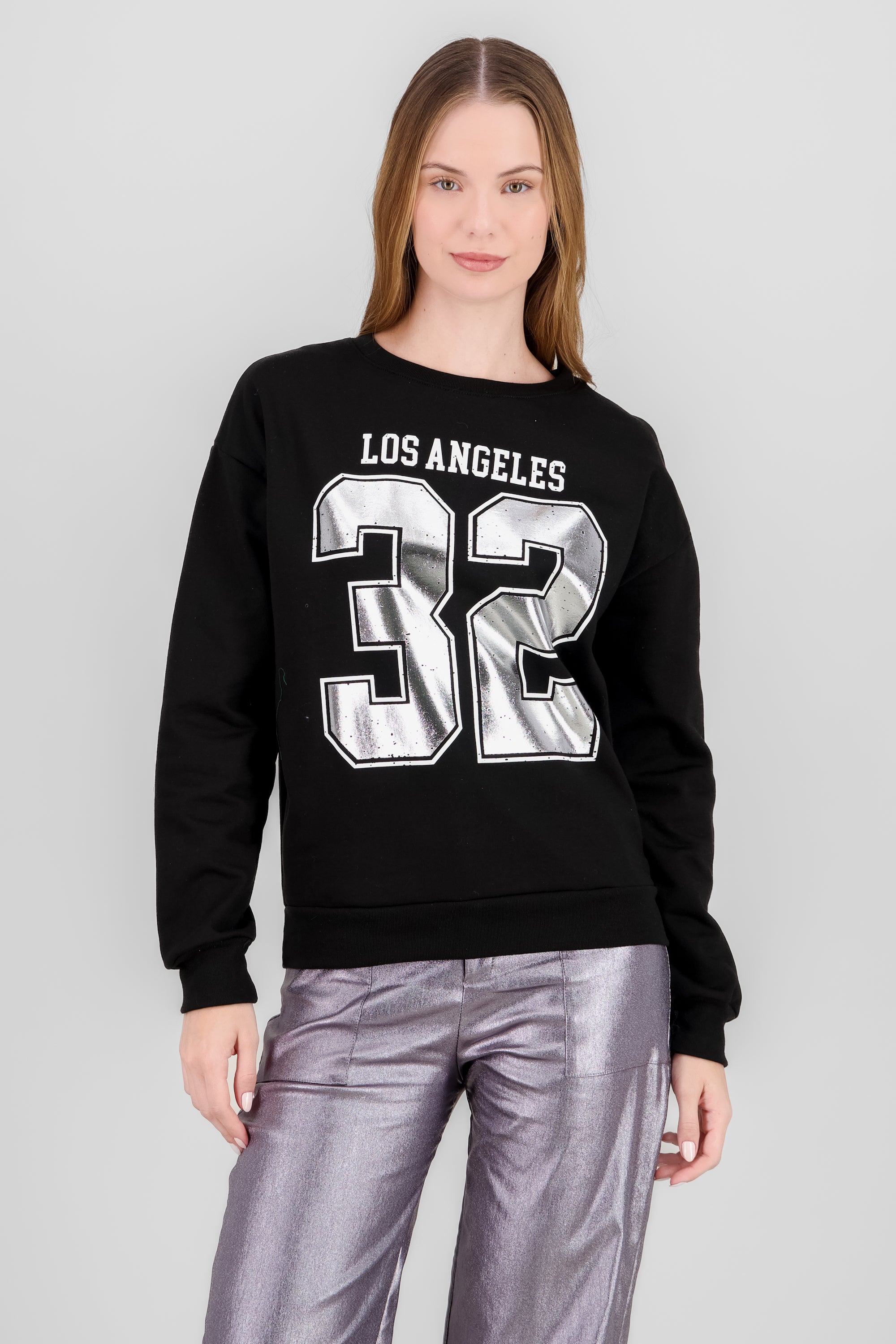 Sudadera deportiva estampado foil numeros NEGRO