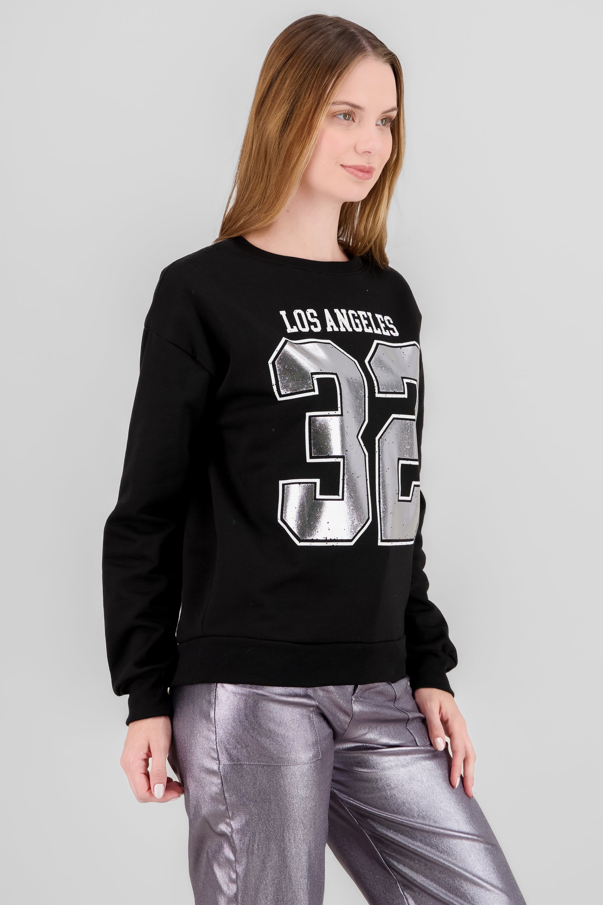 Sudadera deportiva estampado foil numeros NEGRO