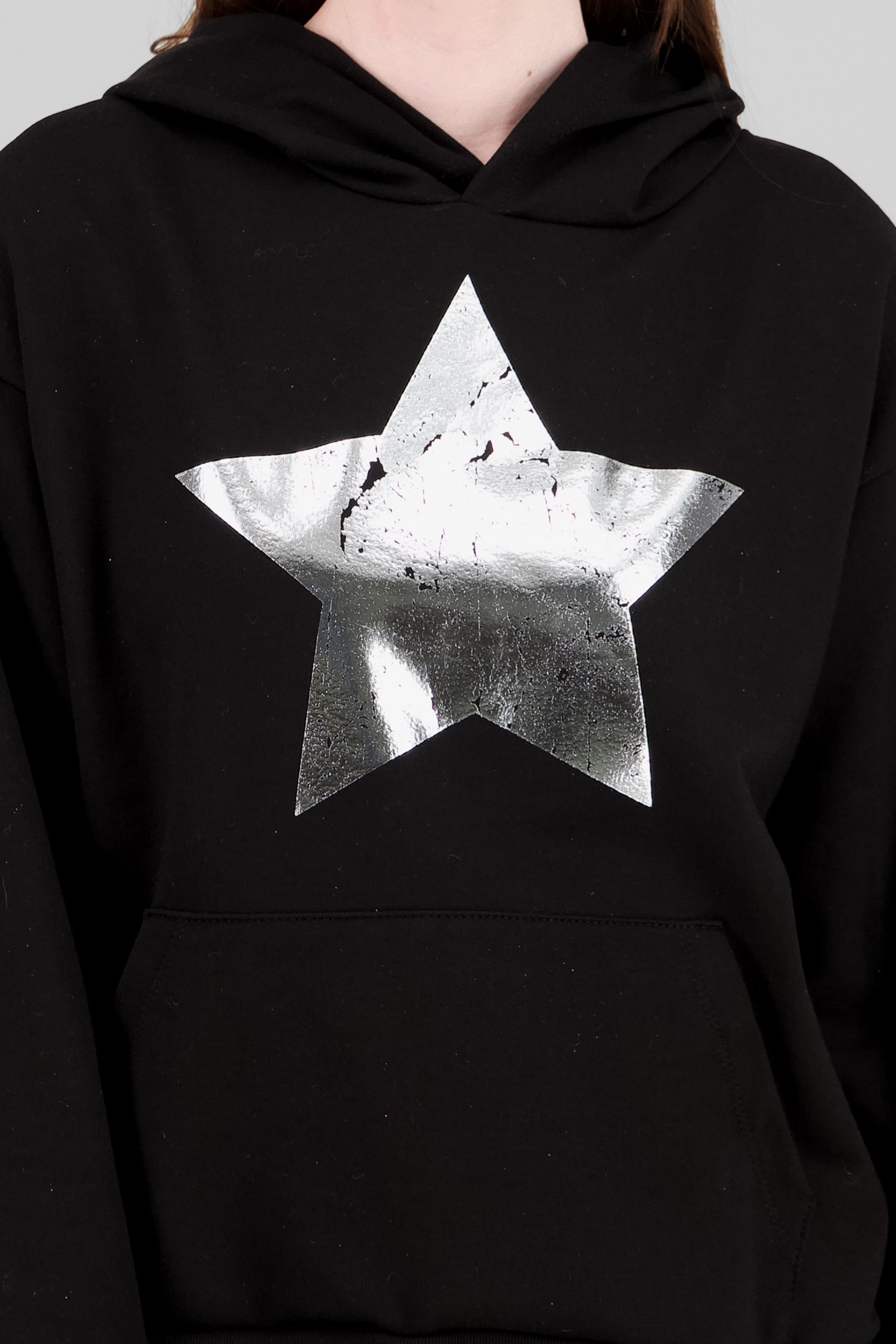 Sudadera con capucha estampado estrellas foil NEGRO