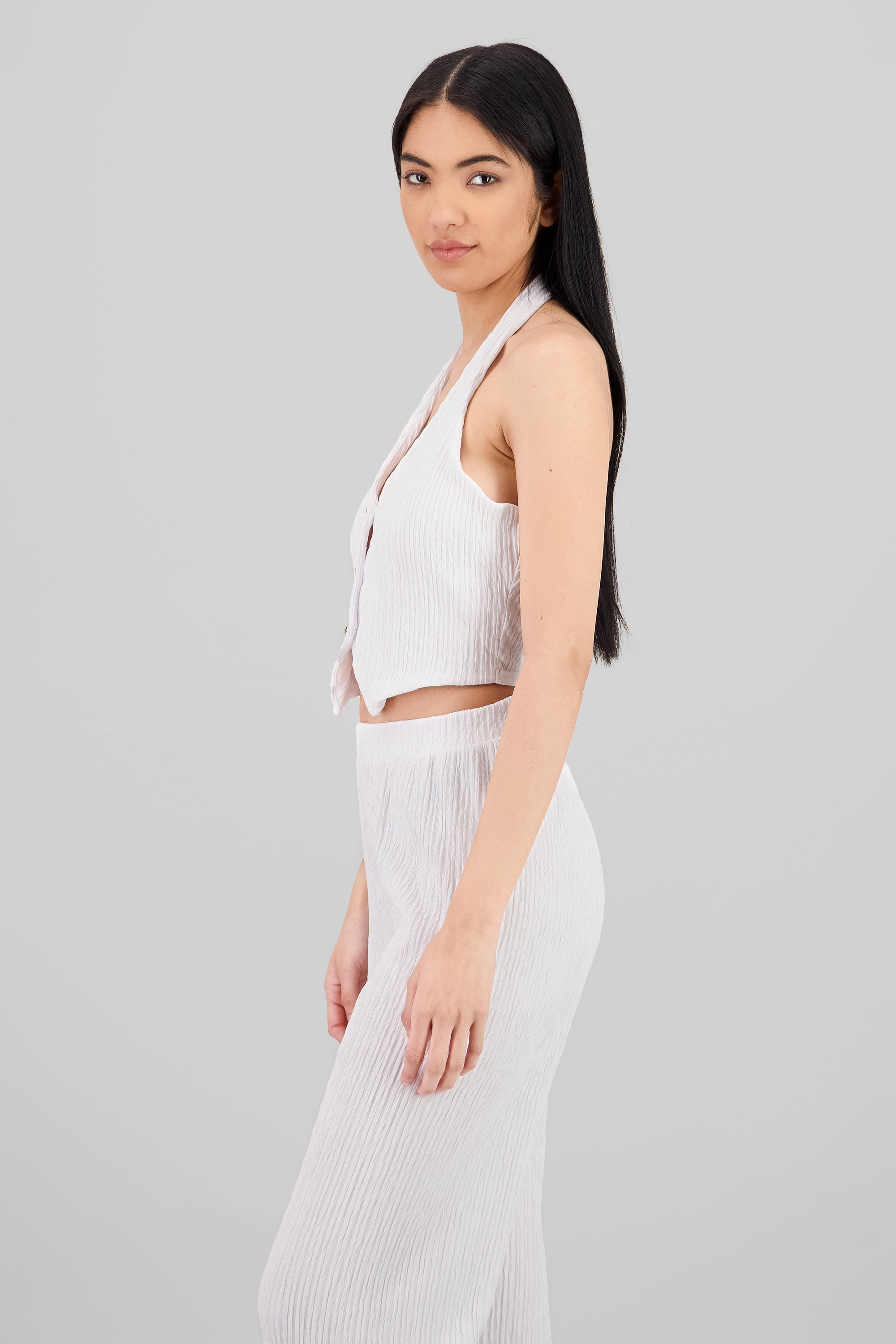 Top halter botones textura BLANCO