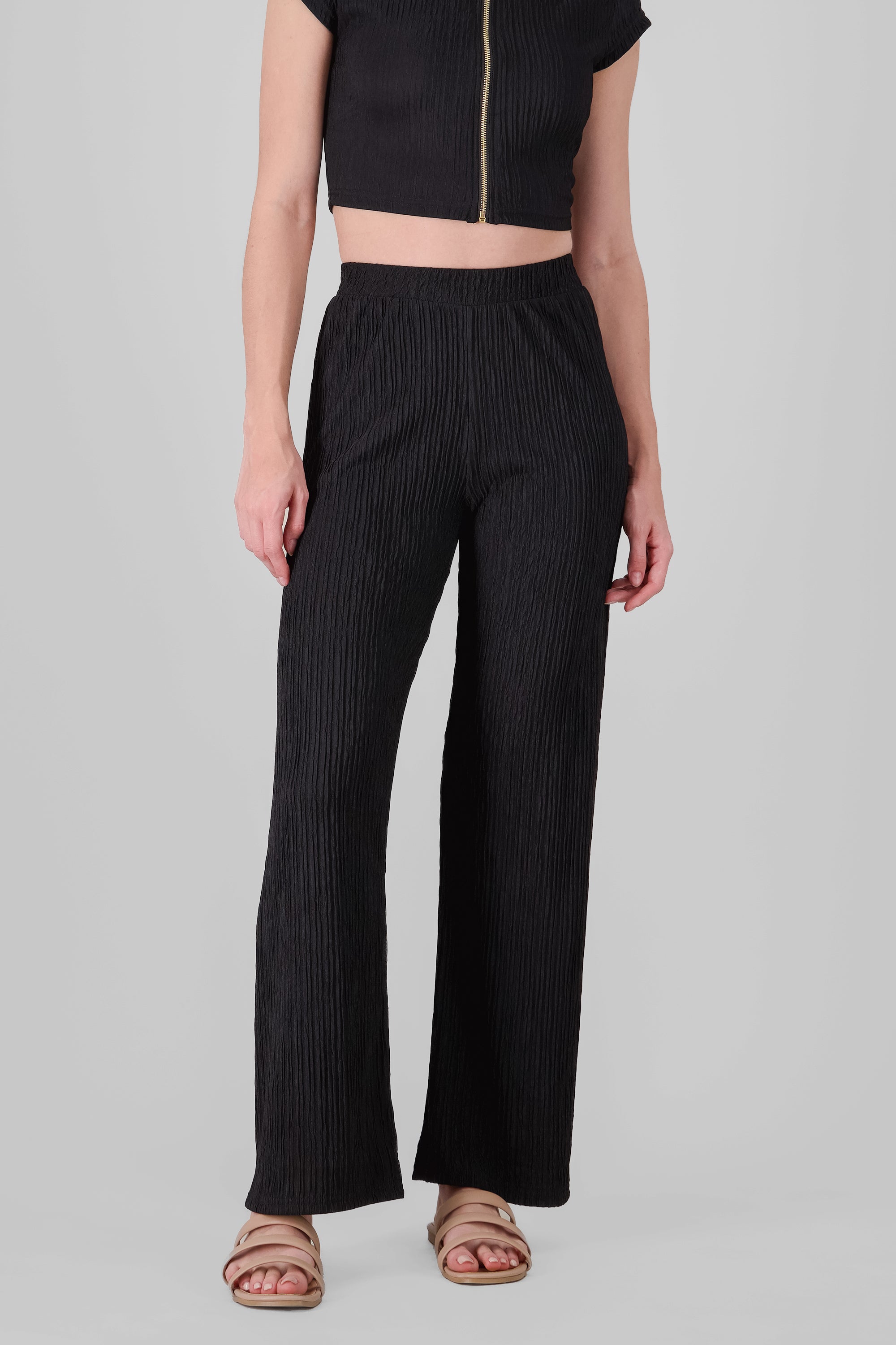Pantalon fluido textura NEGRO