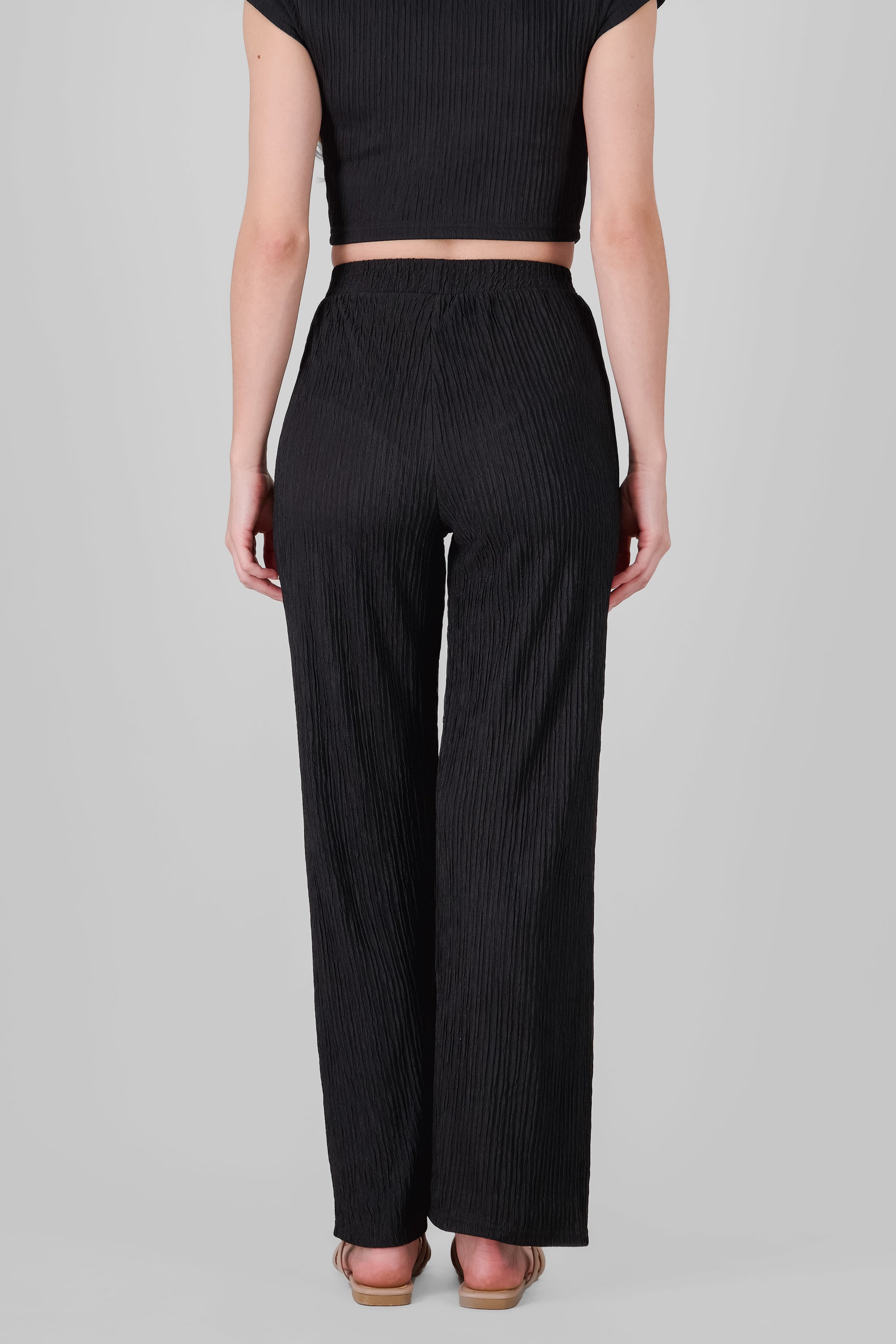 Pantalon fluido textura NEGRO
