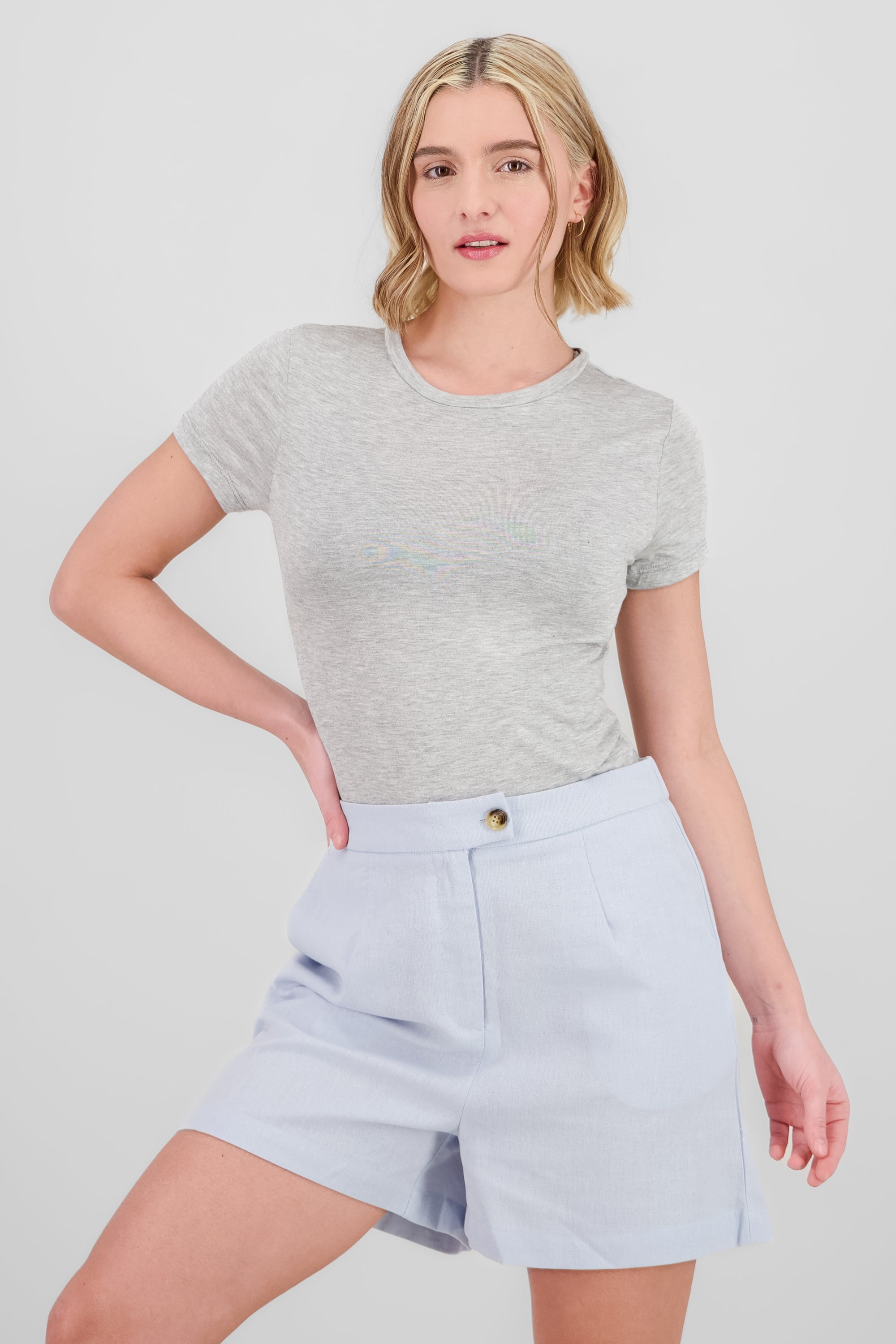 Top ligero manga corta liso GRIS