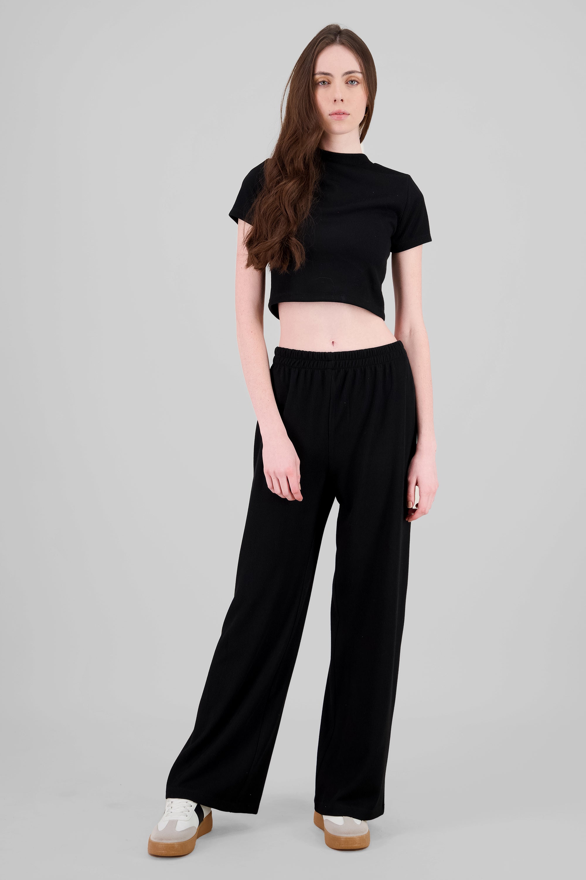 Pantalon acanalado amplio NEGRO