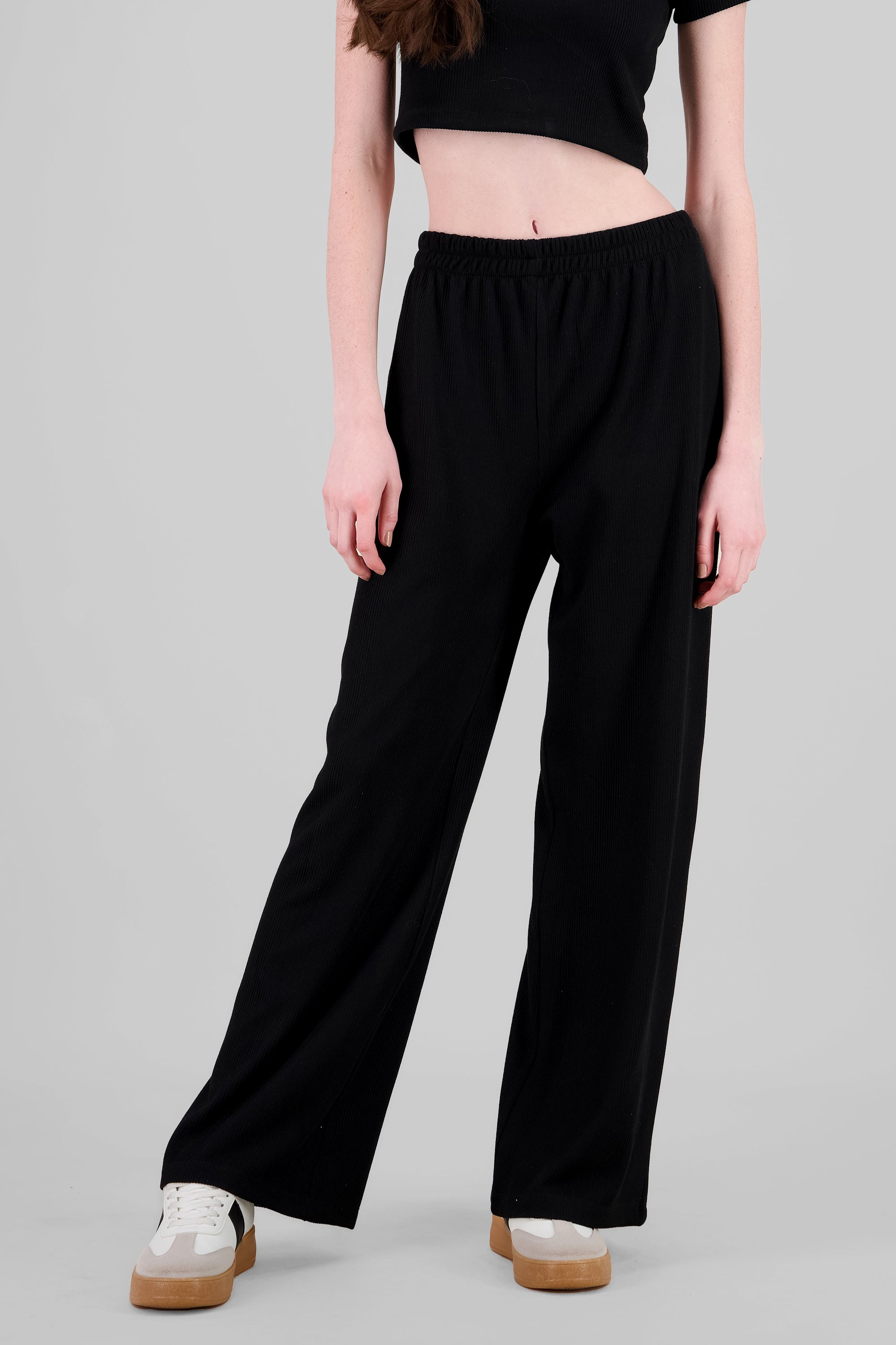 Pantalon acanalado amplio NEGRO