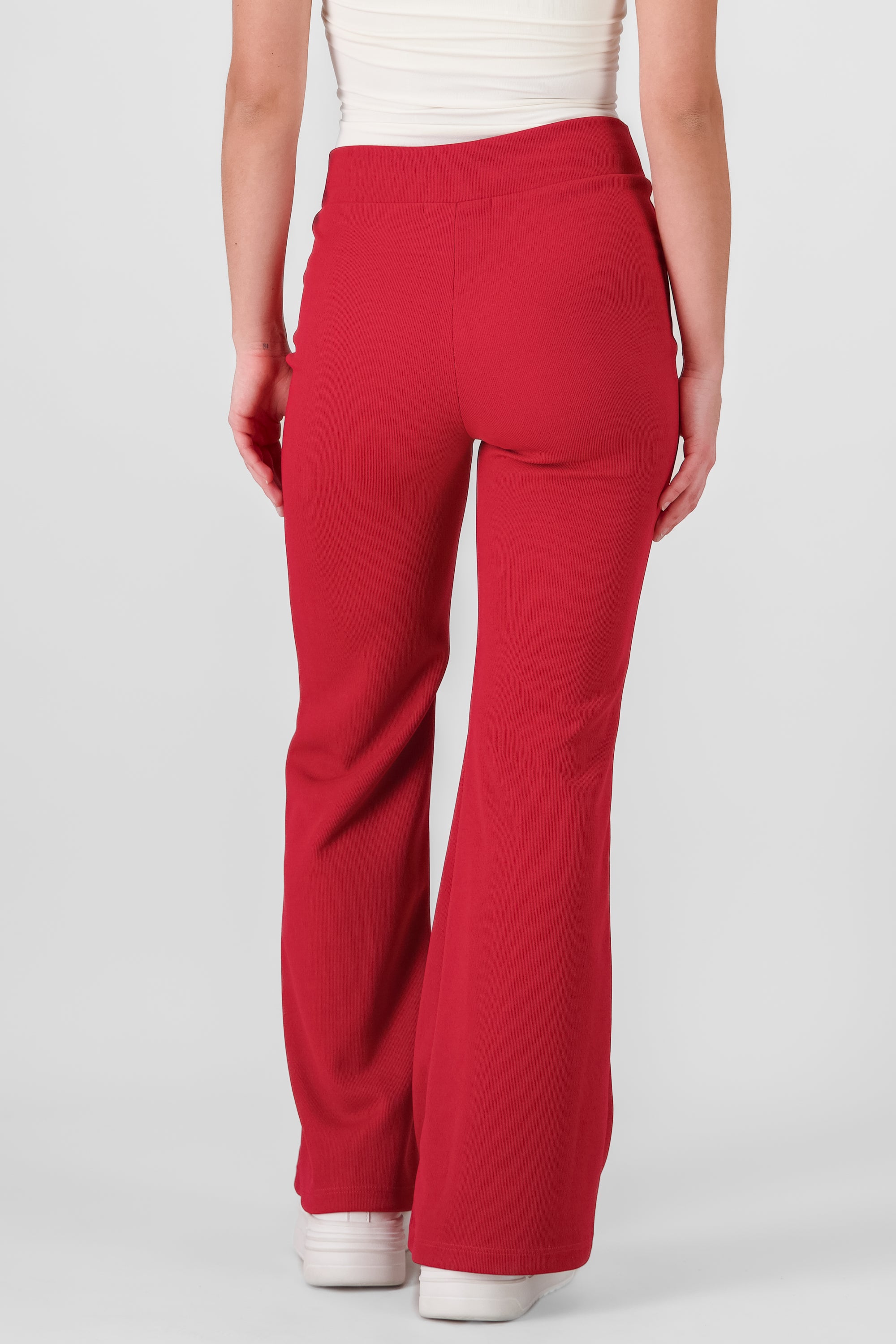 Pantalon flare tipo tejido VINO