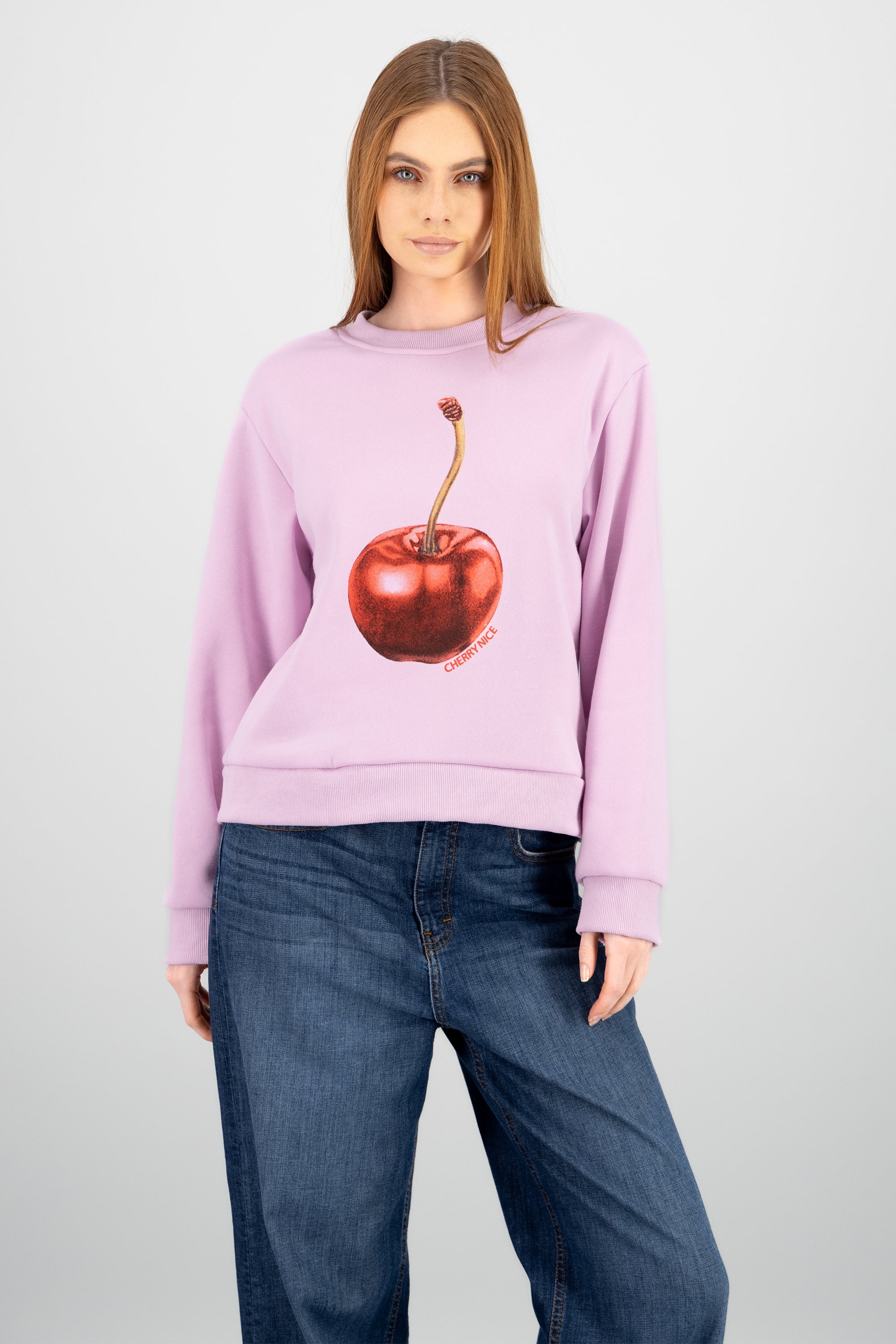 Sudadera larga estampado cereza ROSA COMBO