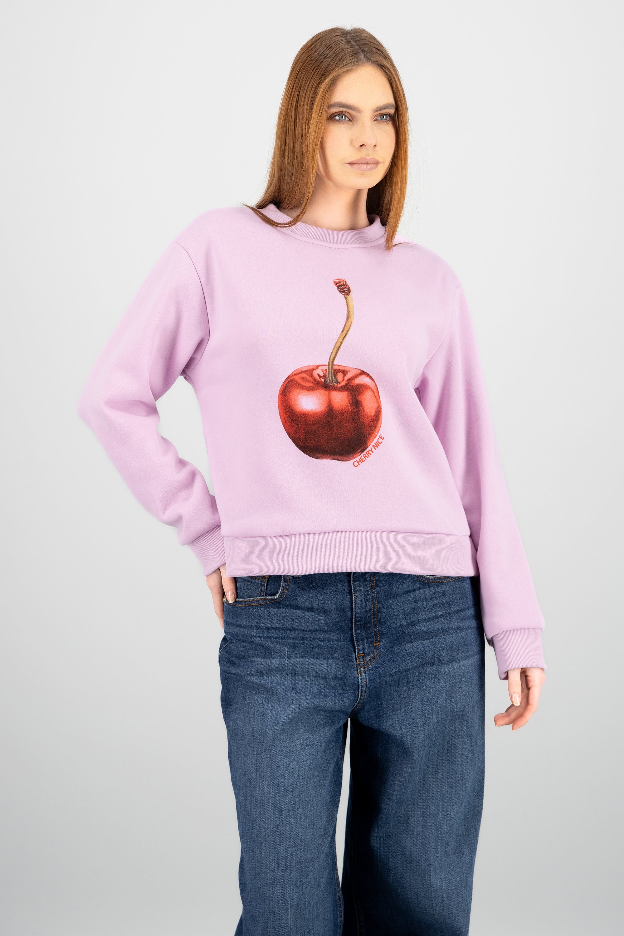Sudadera larga estampado cereza ROSA COMBO