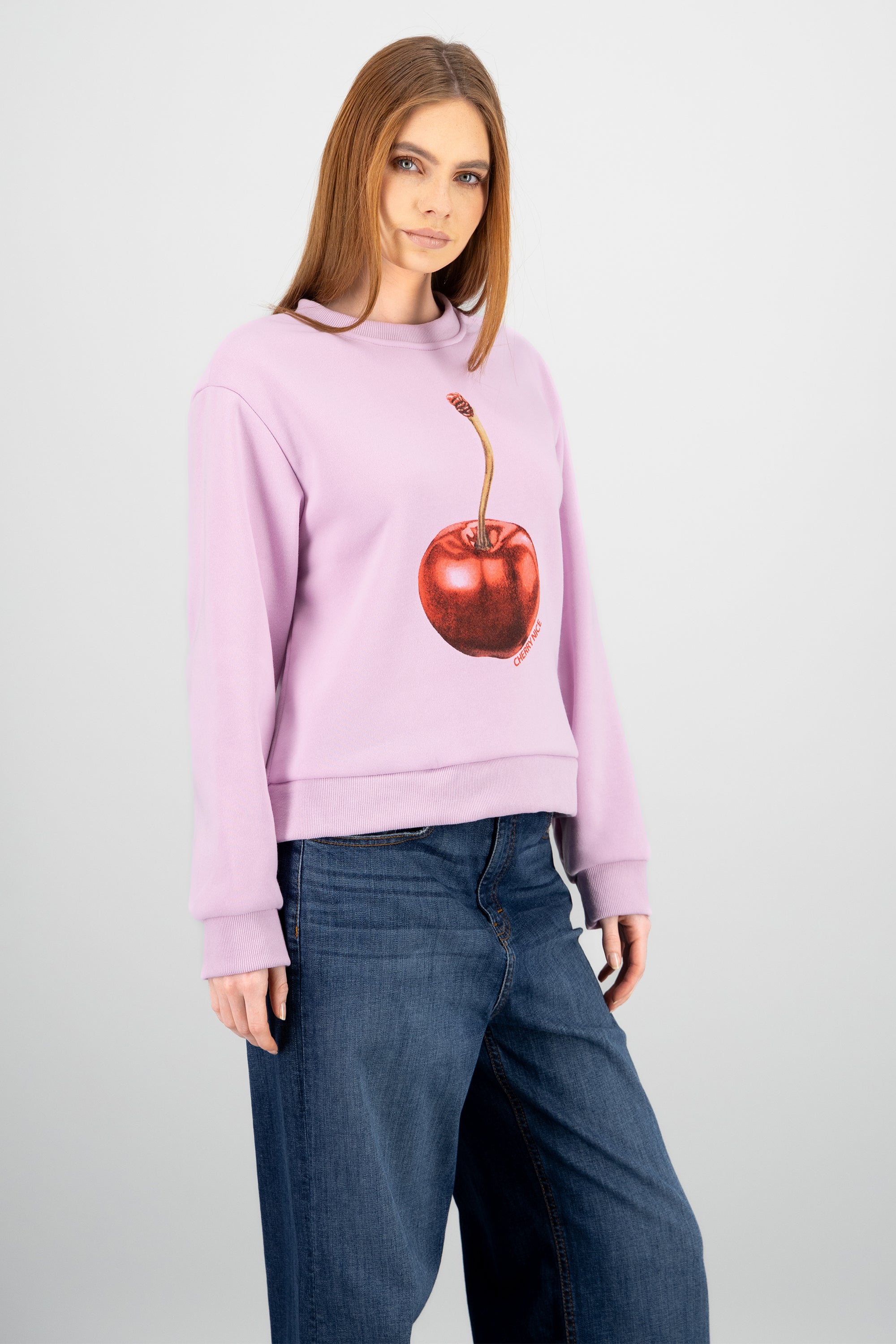 Sudadera larga estampado cereza ROSA COMBO