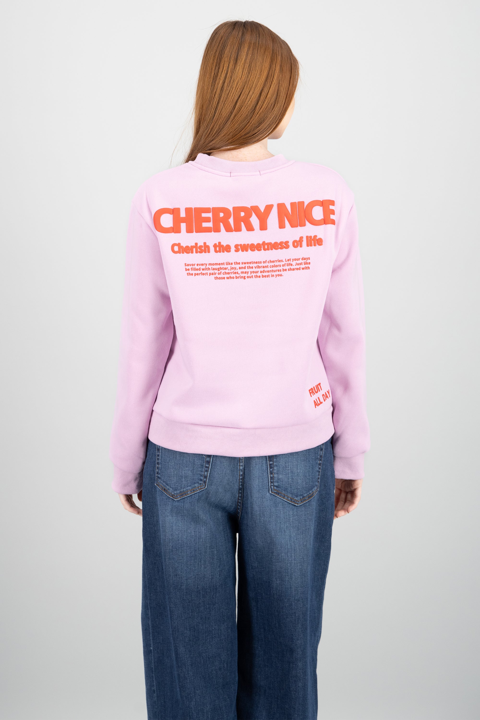 Sudadera larga estampado cereza ROSA COMBO