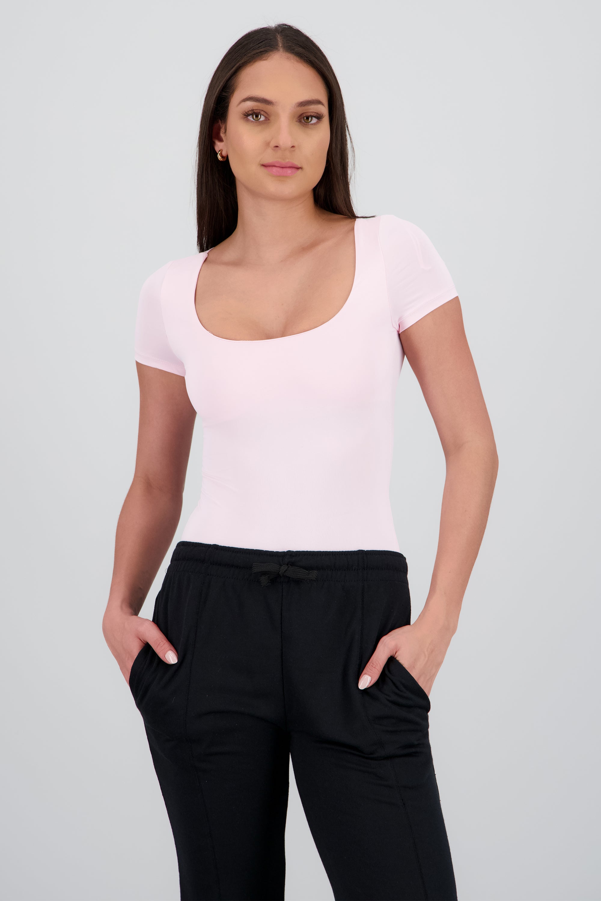 Bodysuit escote cuadrado doble tela ROSA PASTEL
