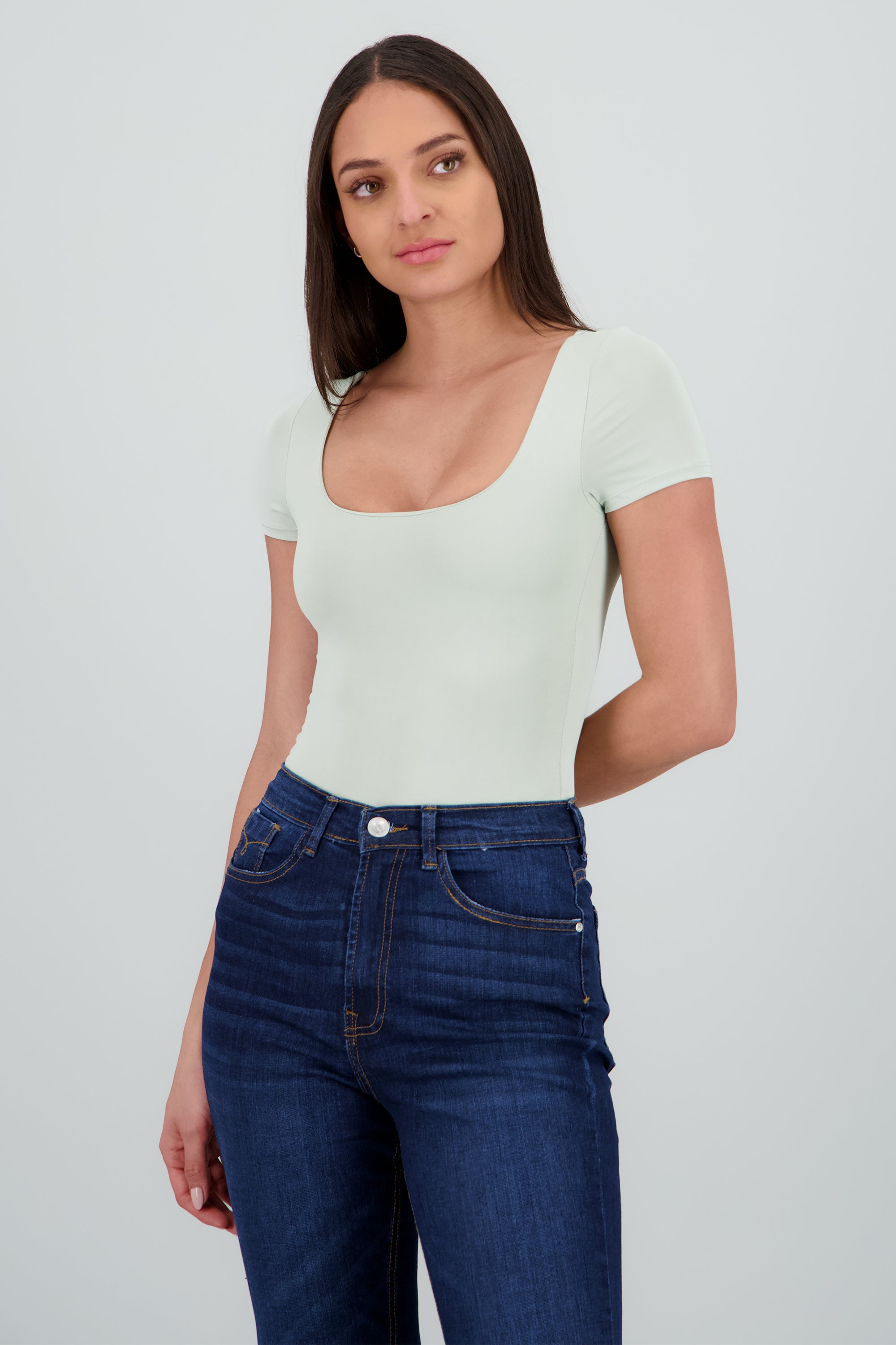 Bodysuit escote cuadrado doble tela SAGE