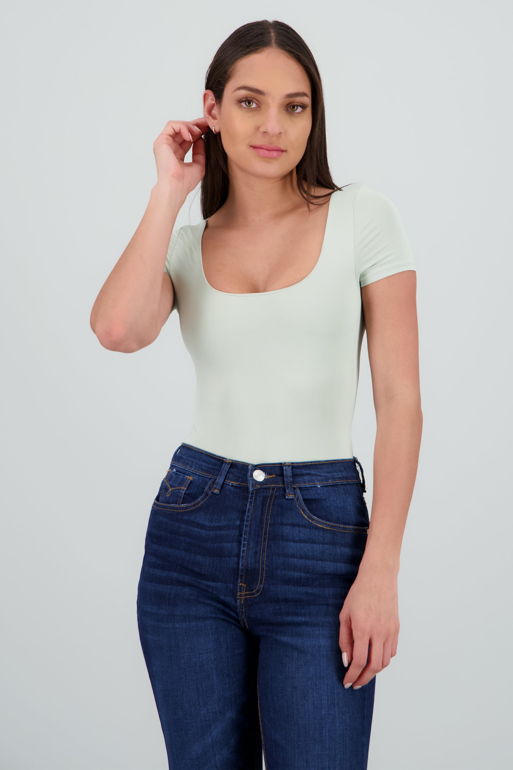 Bodysuit escote cuadrado doble tela SAGE