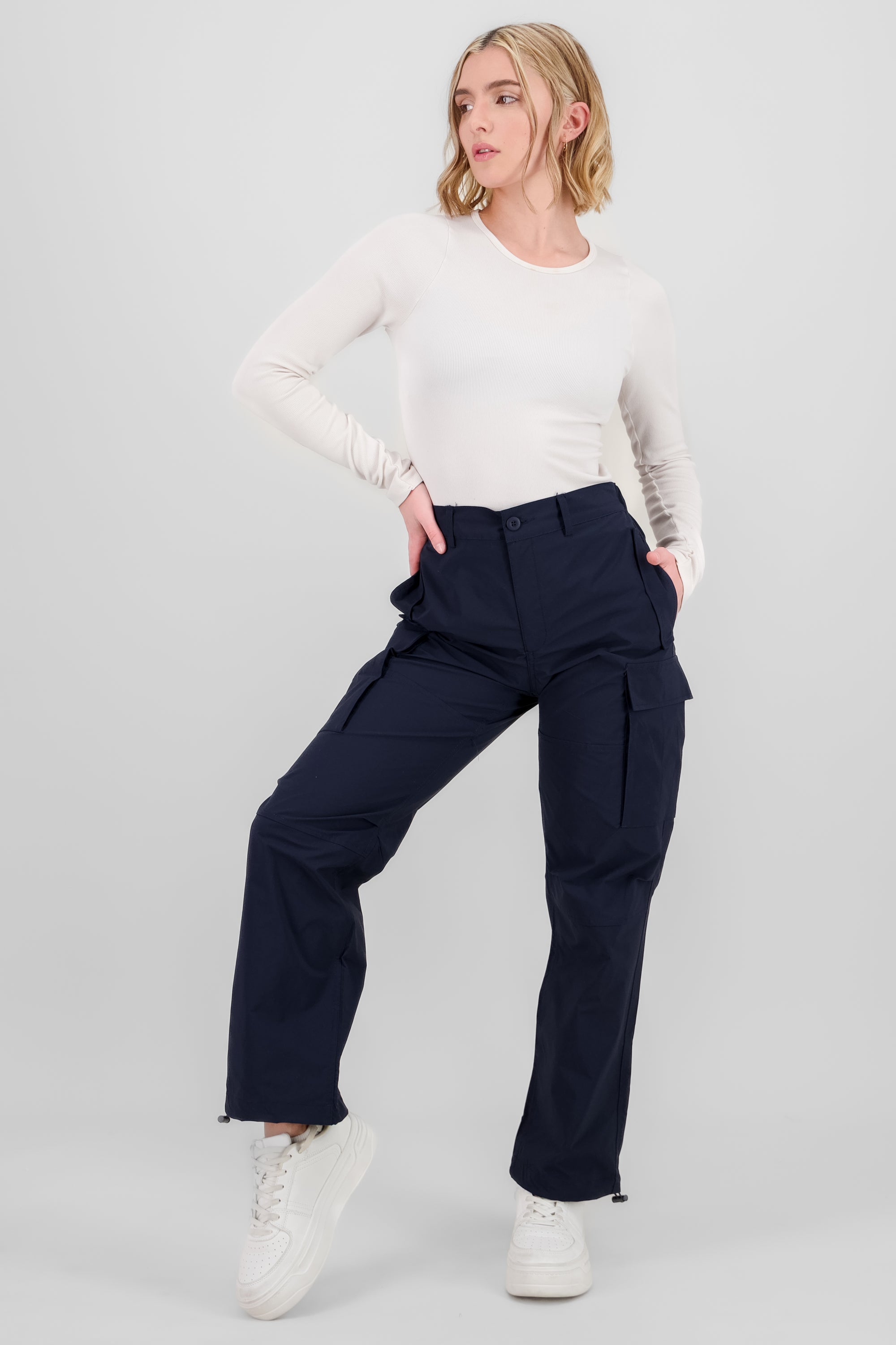 Pantalon parachute liso MARINO