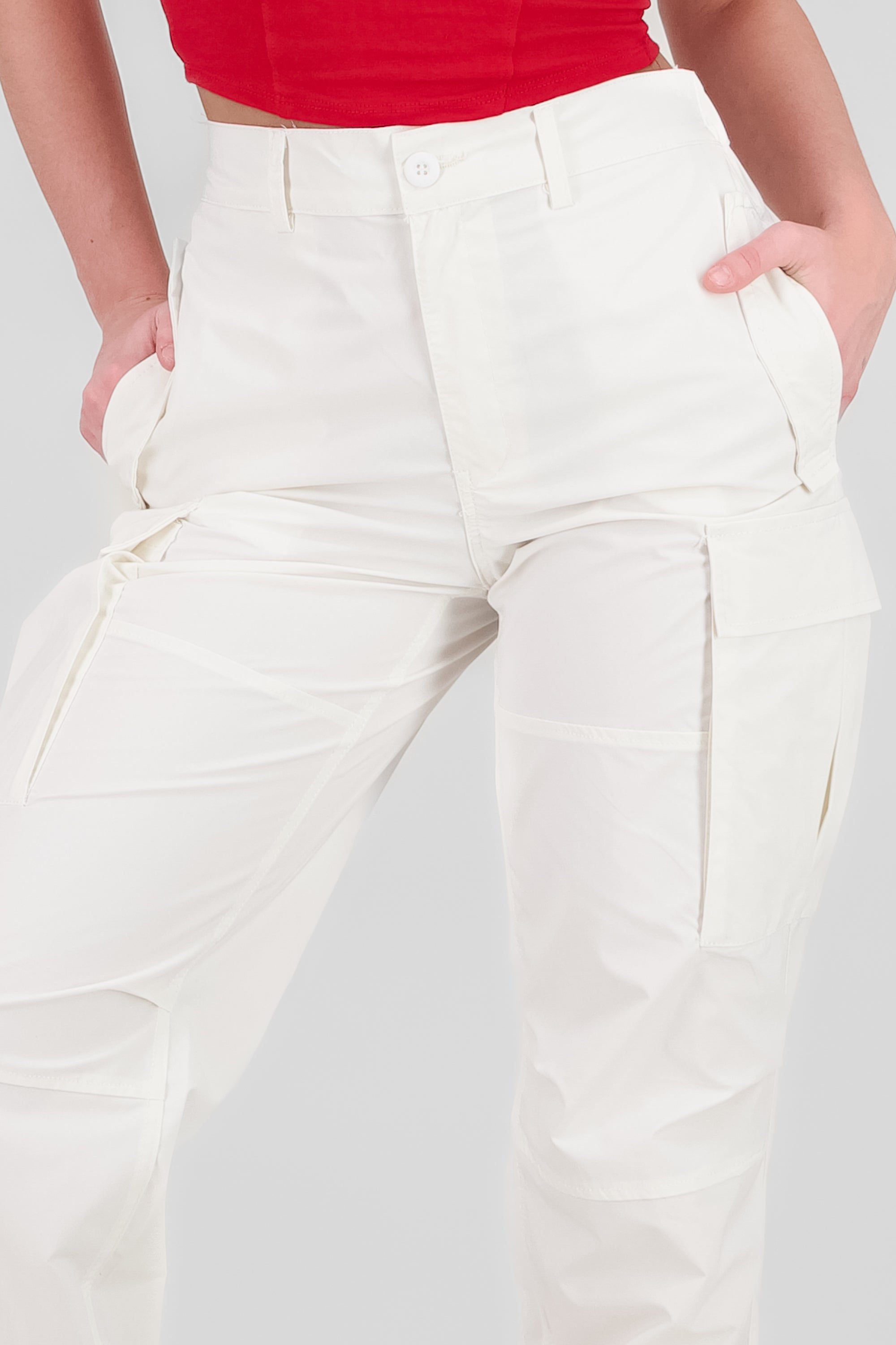 Pantalon parachute liso BLANCO