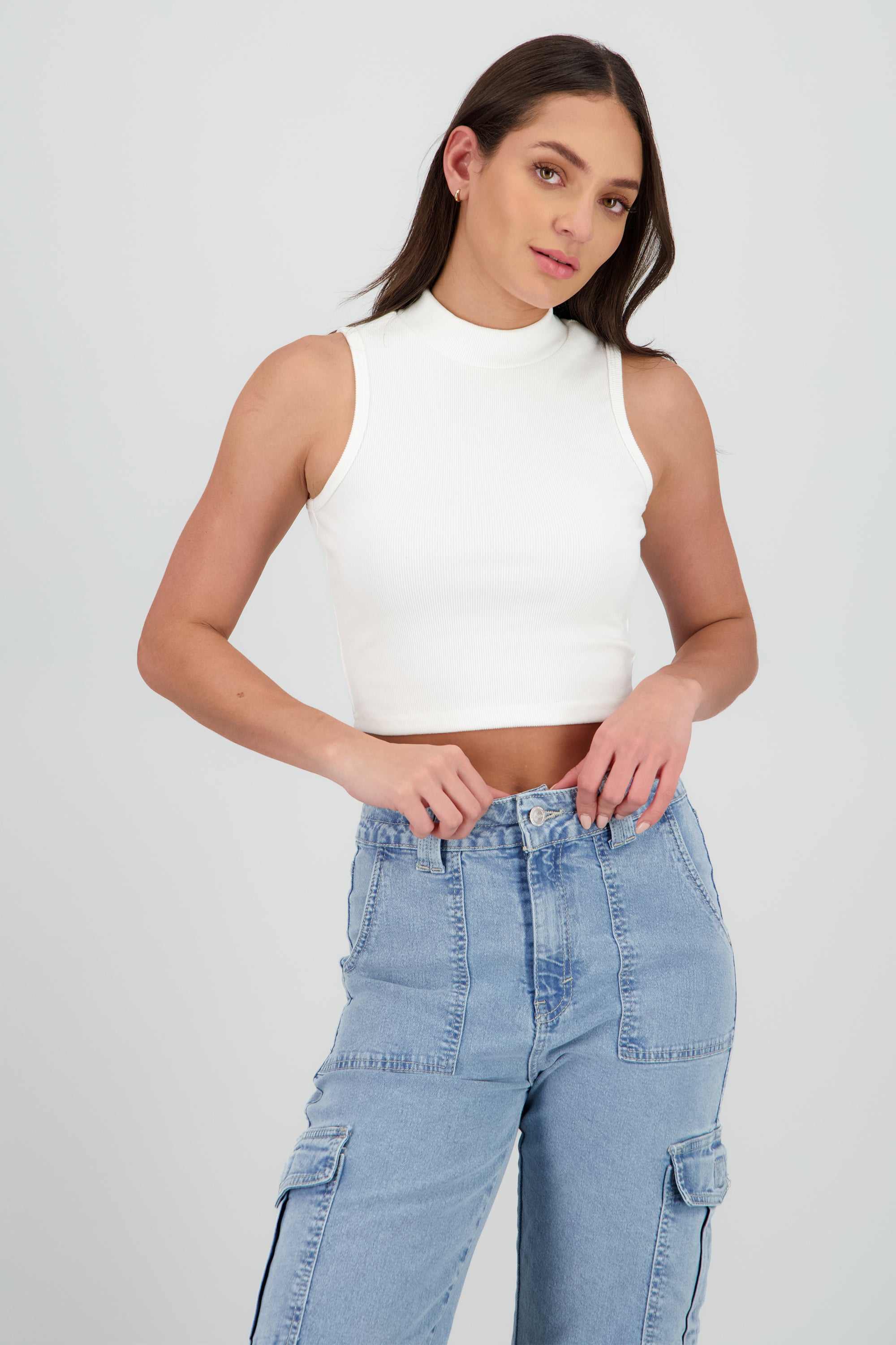 Top suave rib sin manga