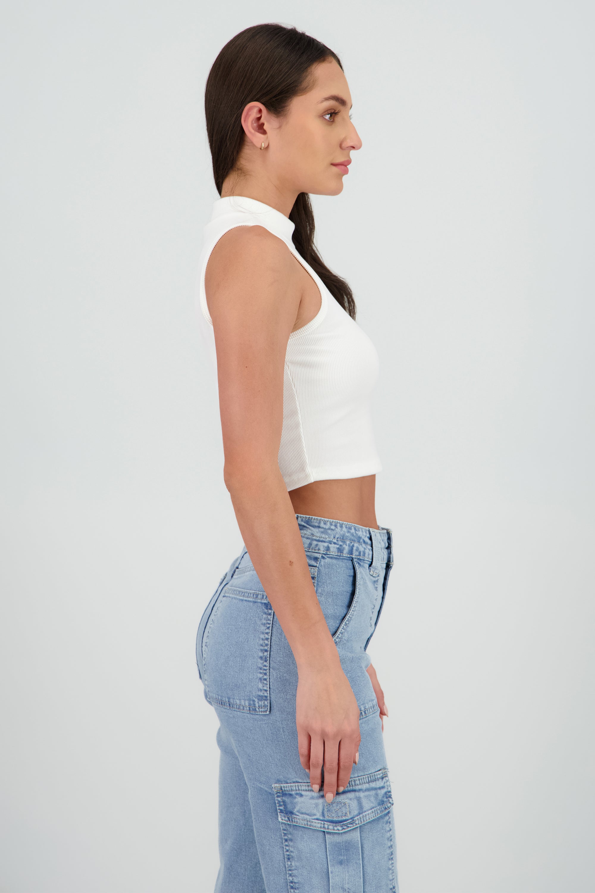 Top suave rib sin manga BLANCO