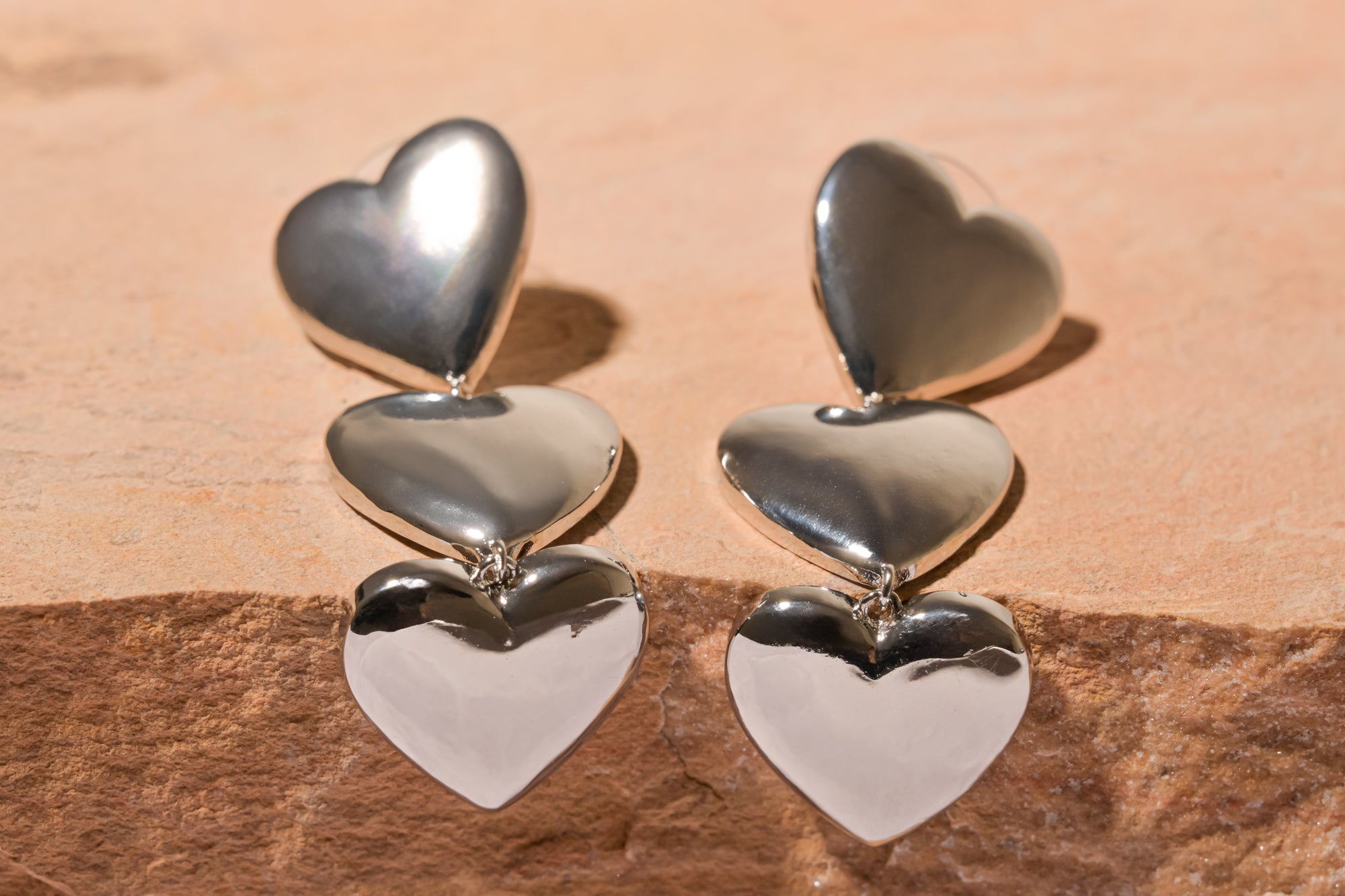 Aretes triple corazon PLATA