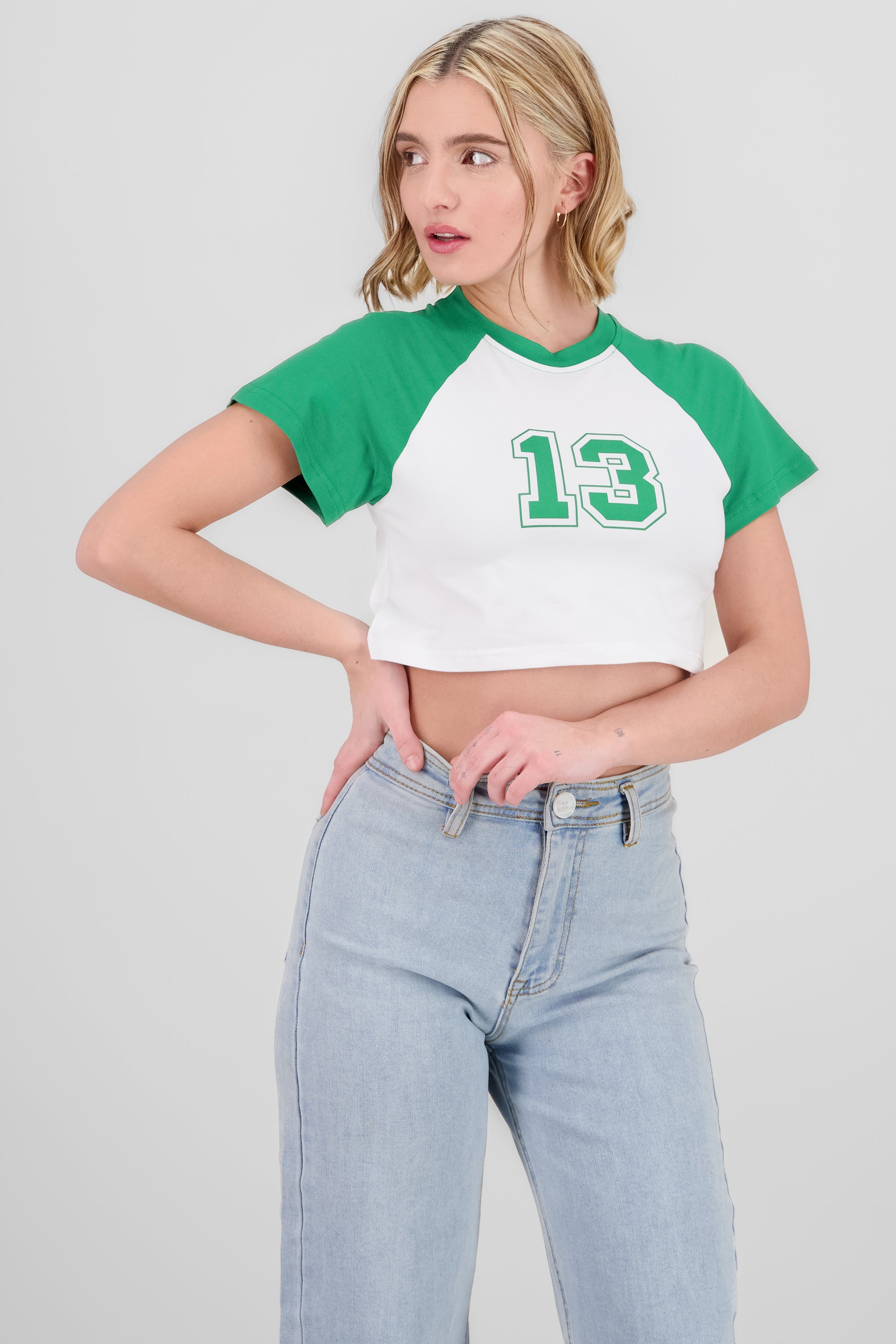 Playera crop 13 VERDE BOTELLA