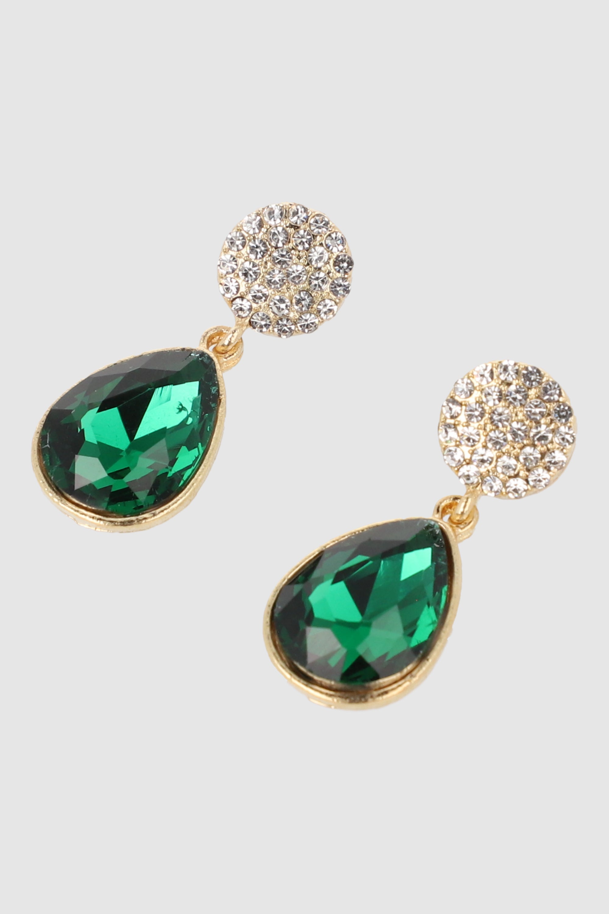 Aretes Gota Cristal Circulo VERDE