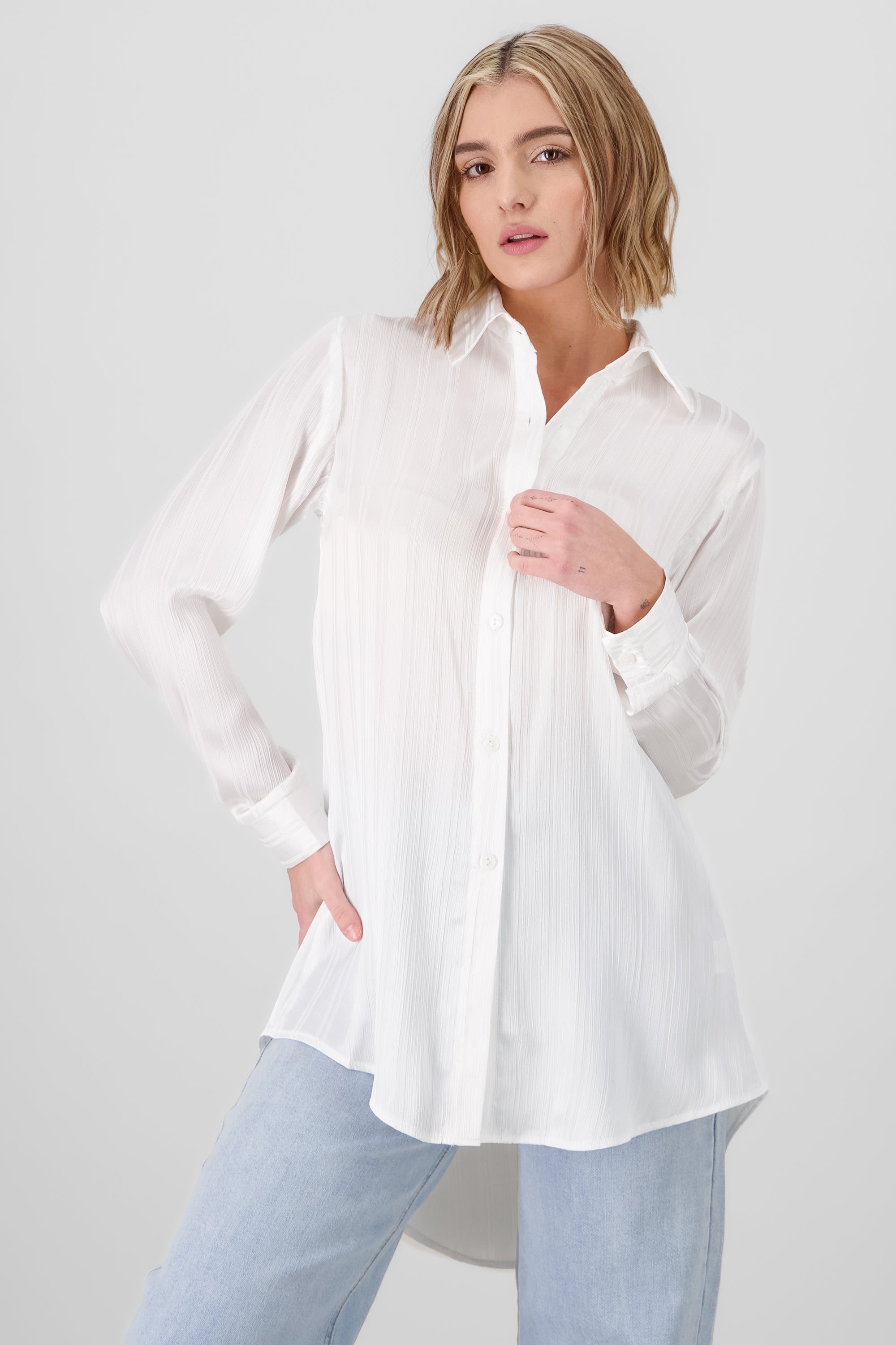 Camisa oversized satin BLANCO