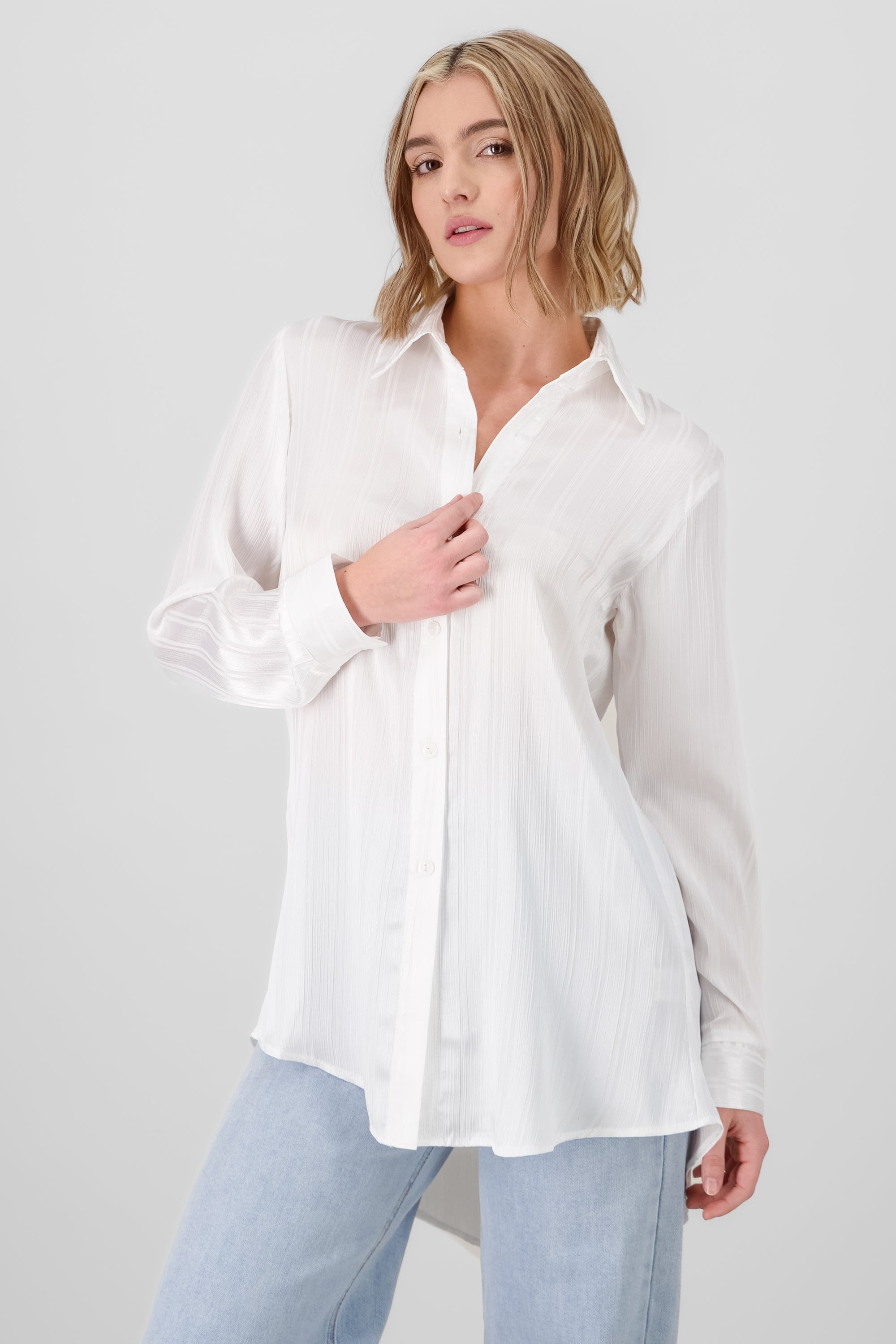 Camisa oversized satin BLANCO