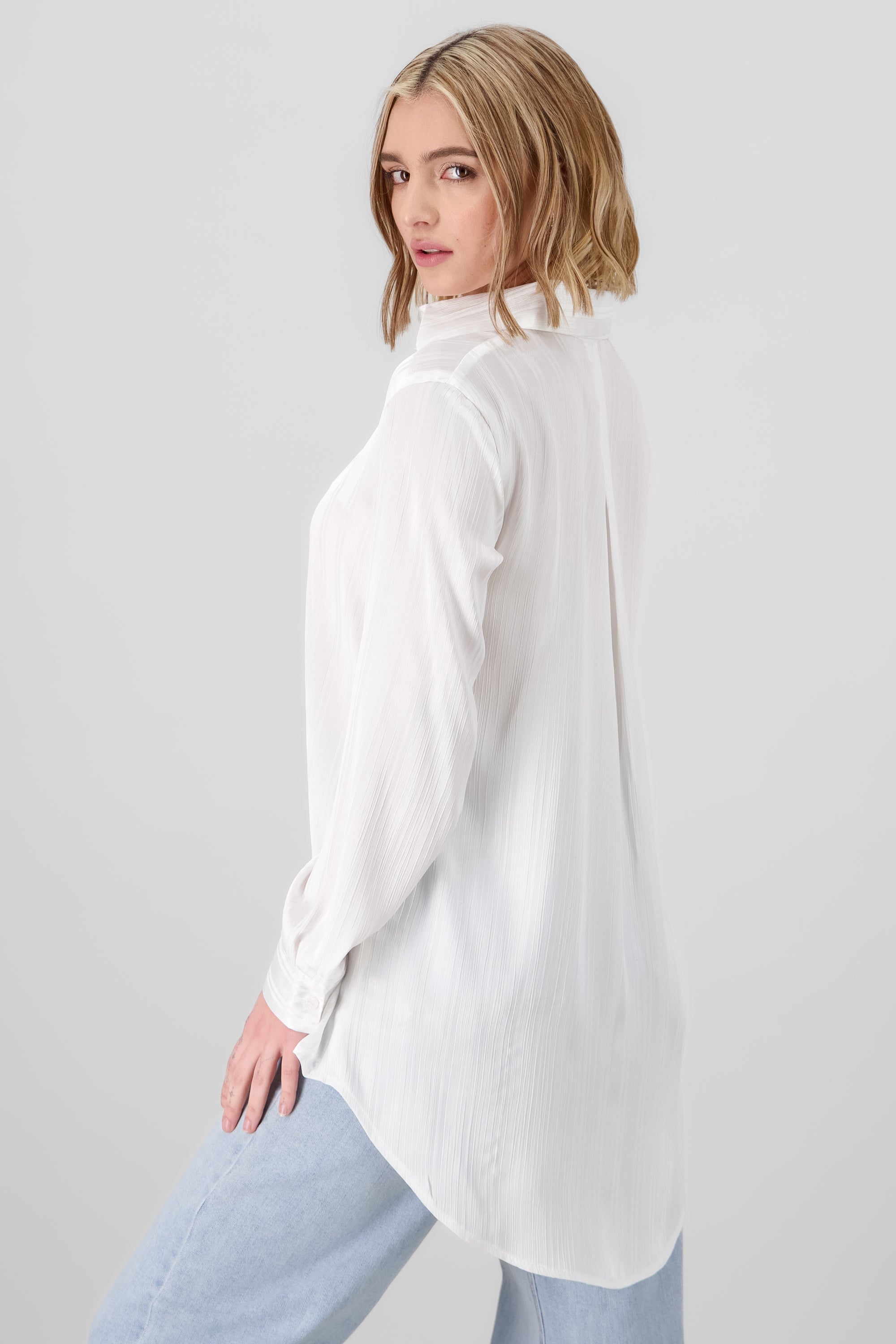 Camisa oversized satin BLANCO