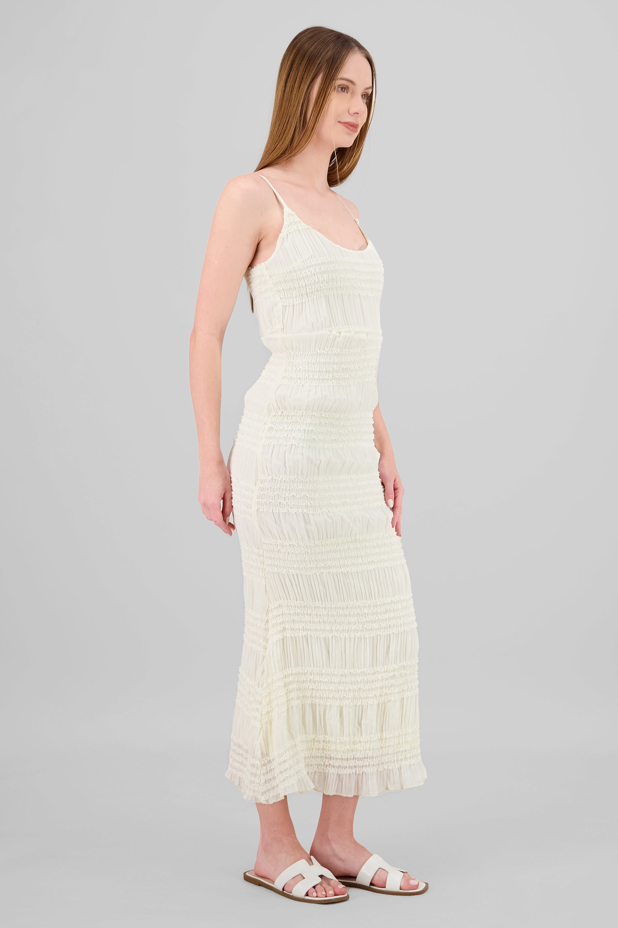 Vestido maxi textura CREMA