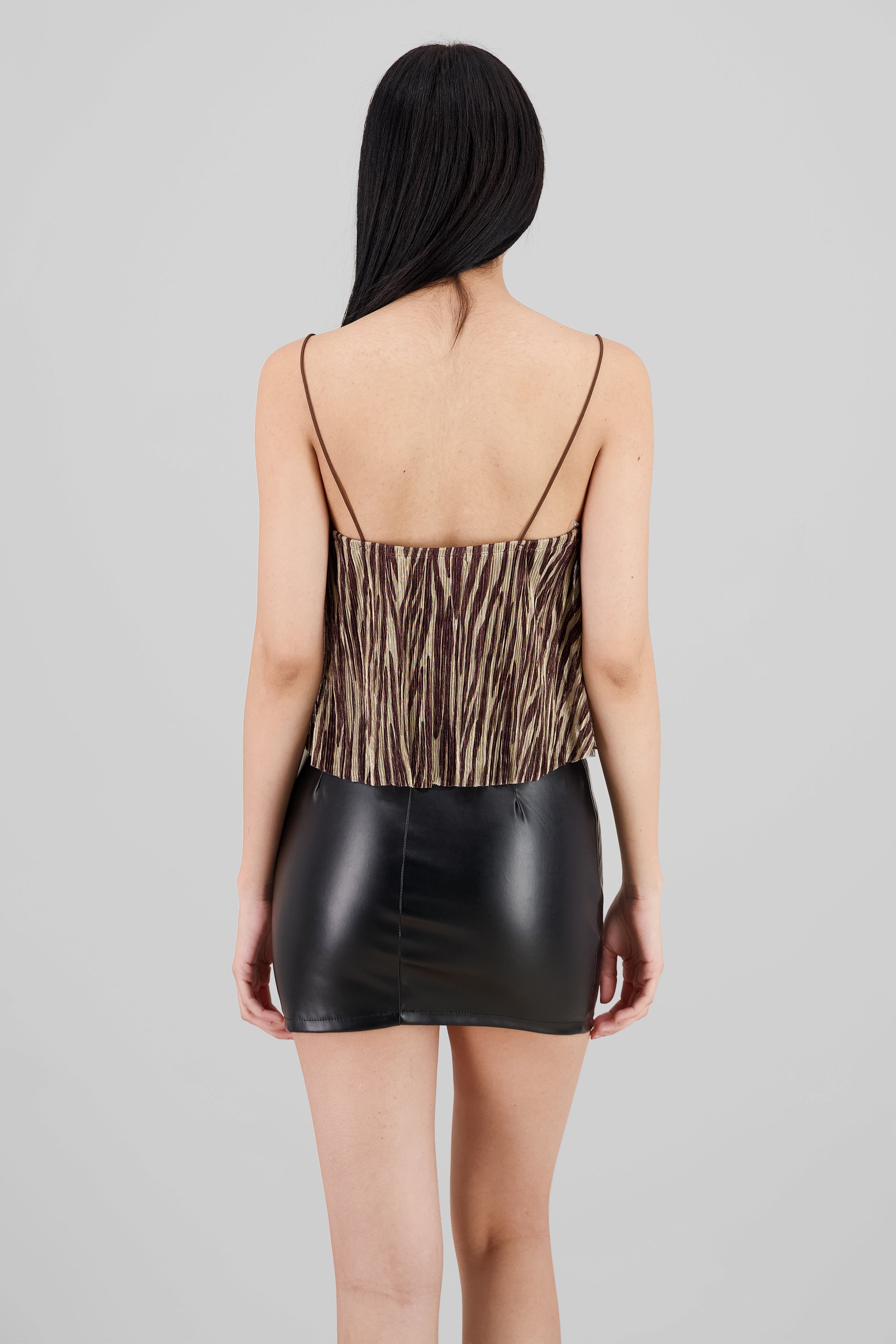 Blusa tirantes fluida animal print NEGRO COMBO