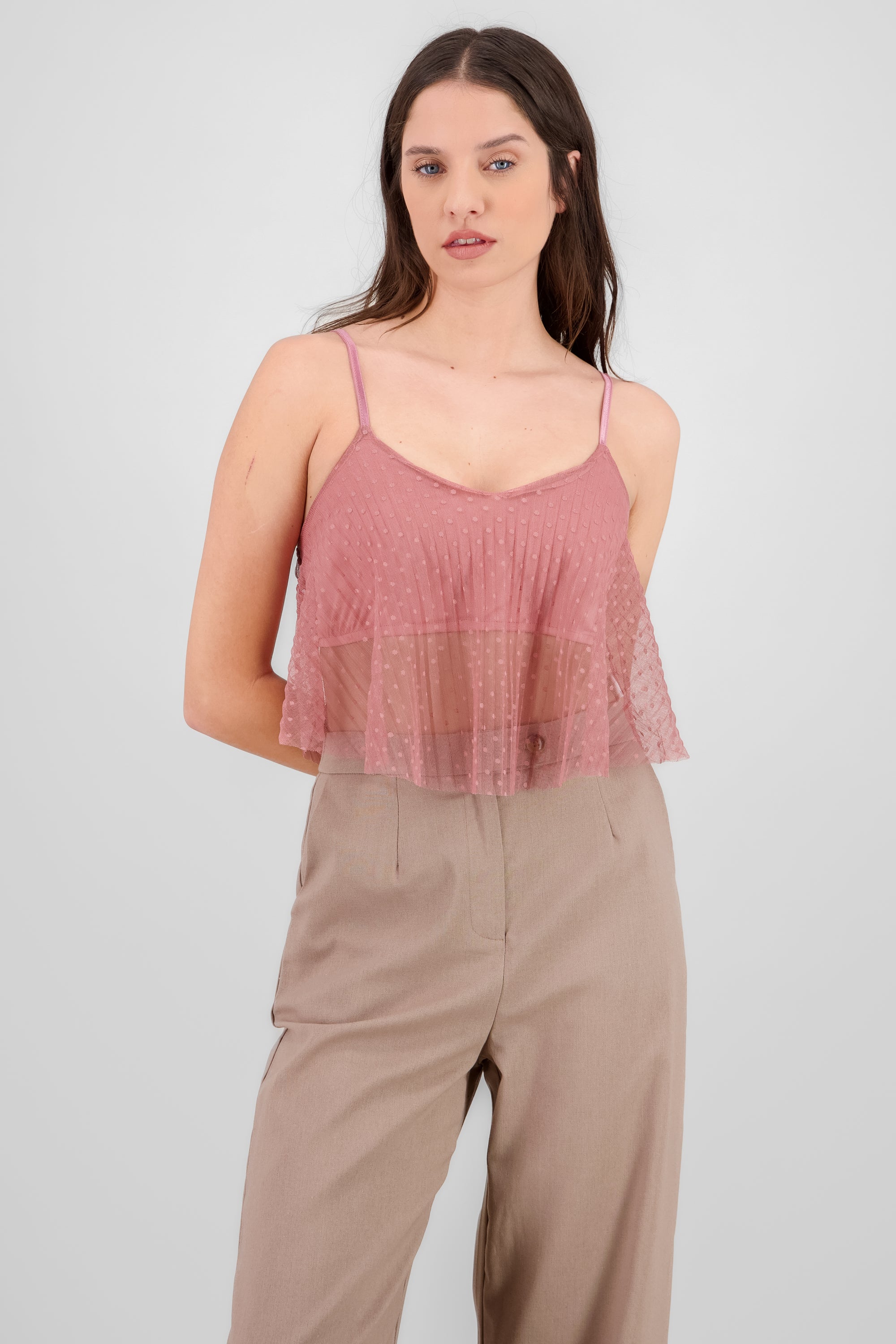 Blusa fluida tirantes det textura ROSA