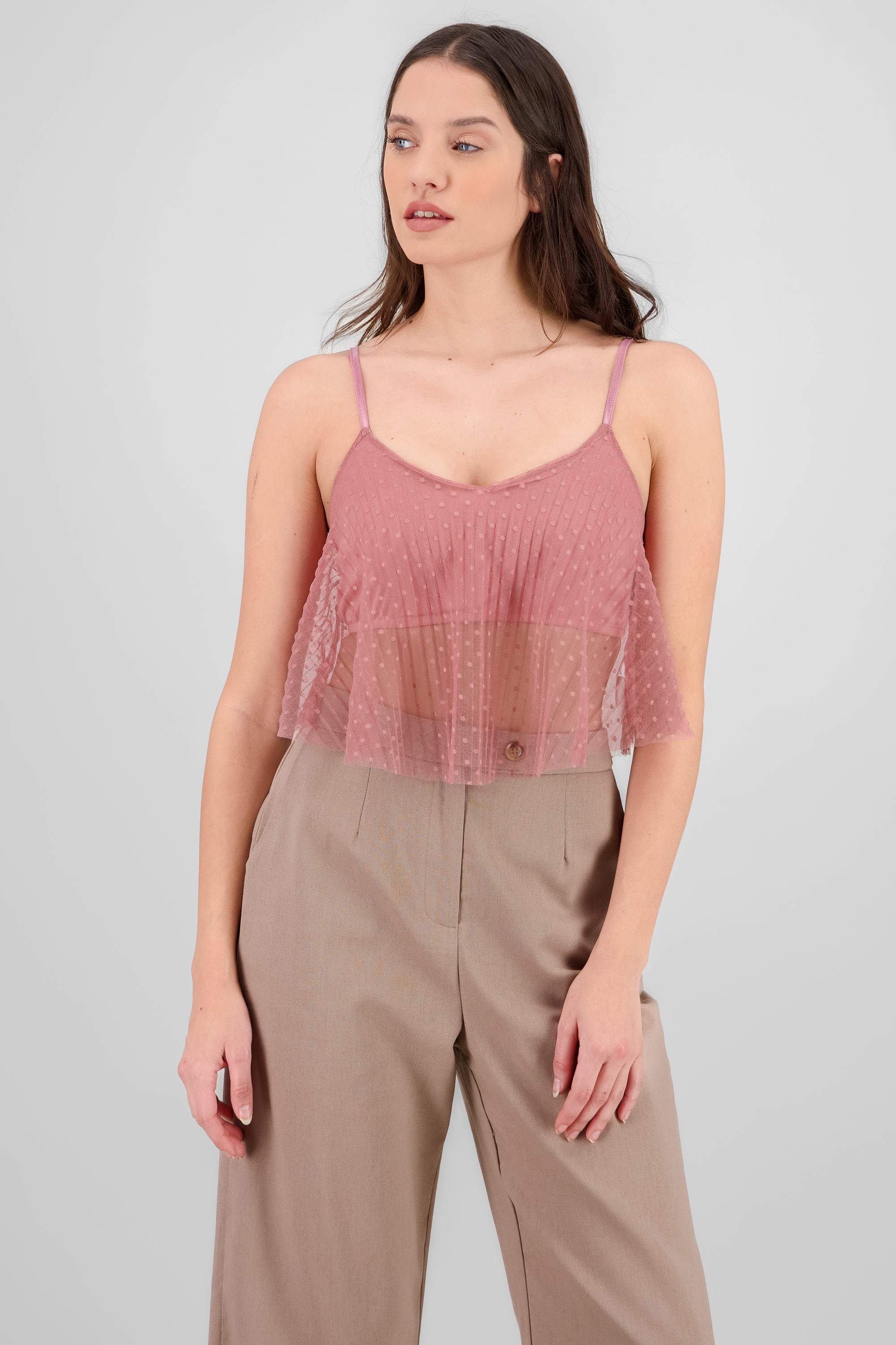 Blusa fluida tirantes det textura ROSA