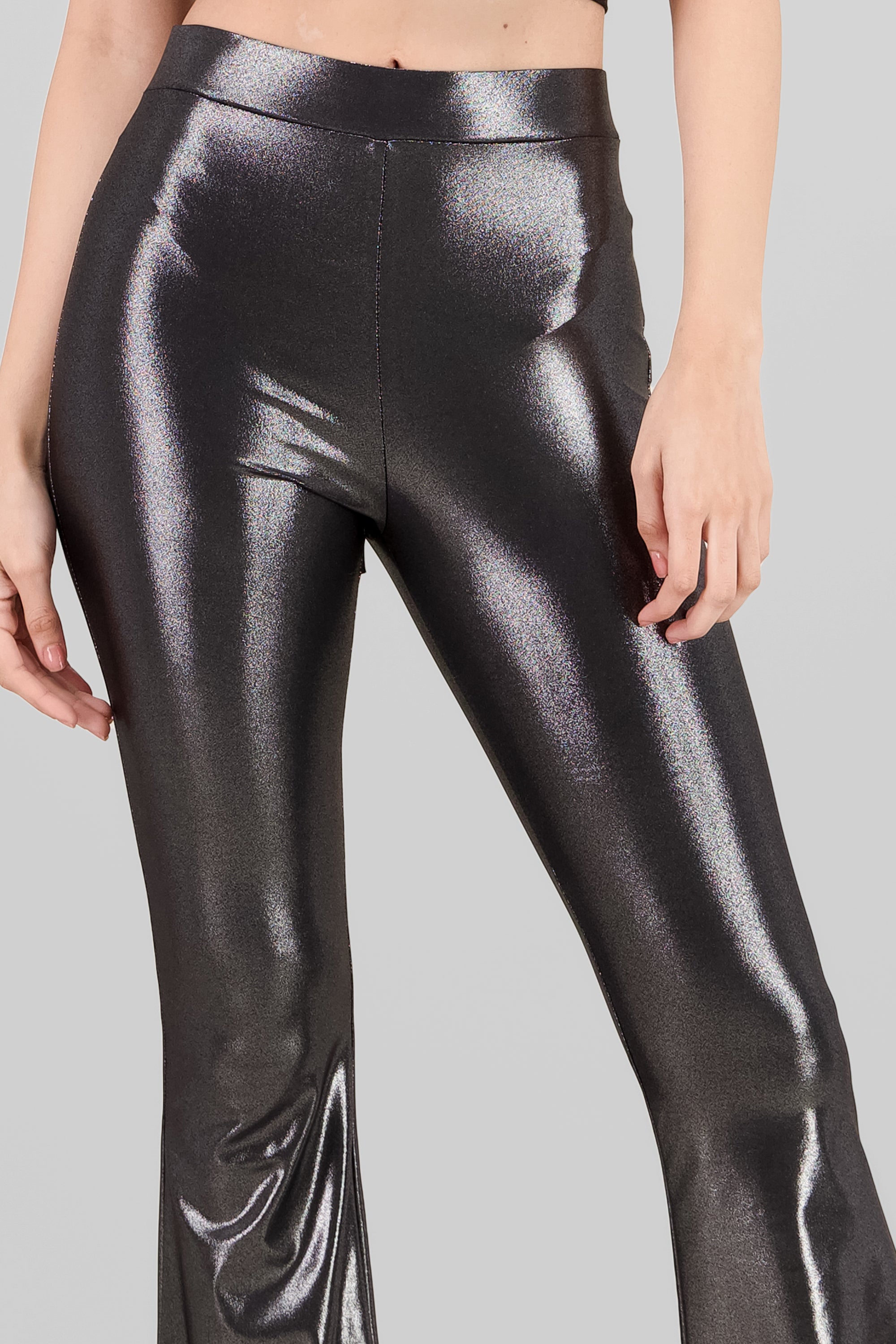 Pantalon flare brillos NEGRO