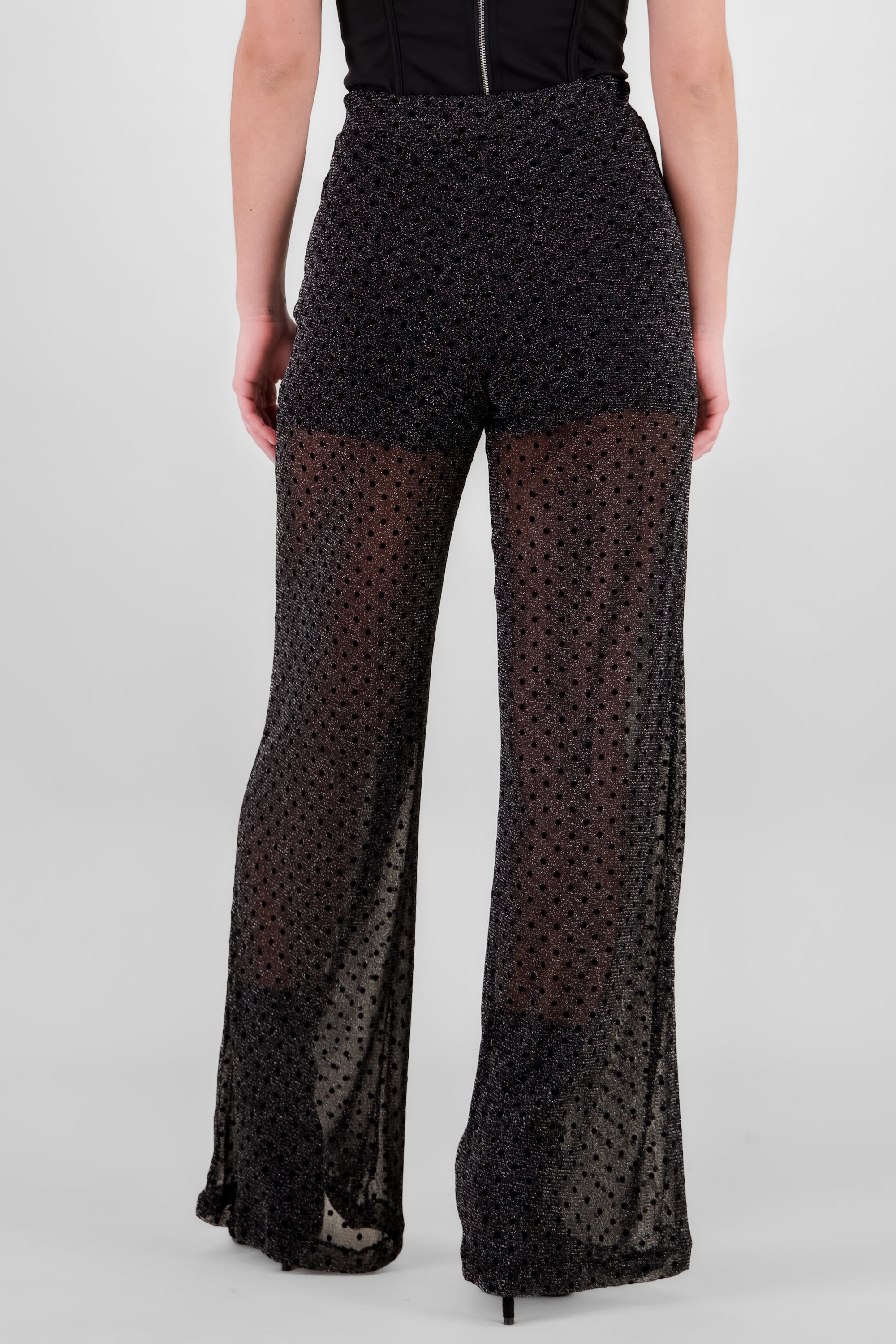 Pantalon amplio mesh brillos NEGRO