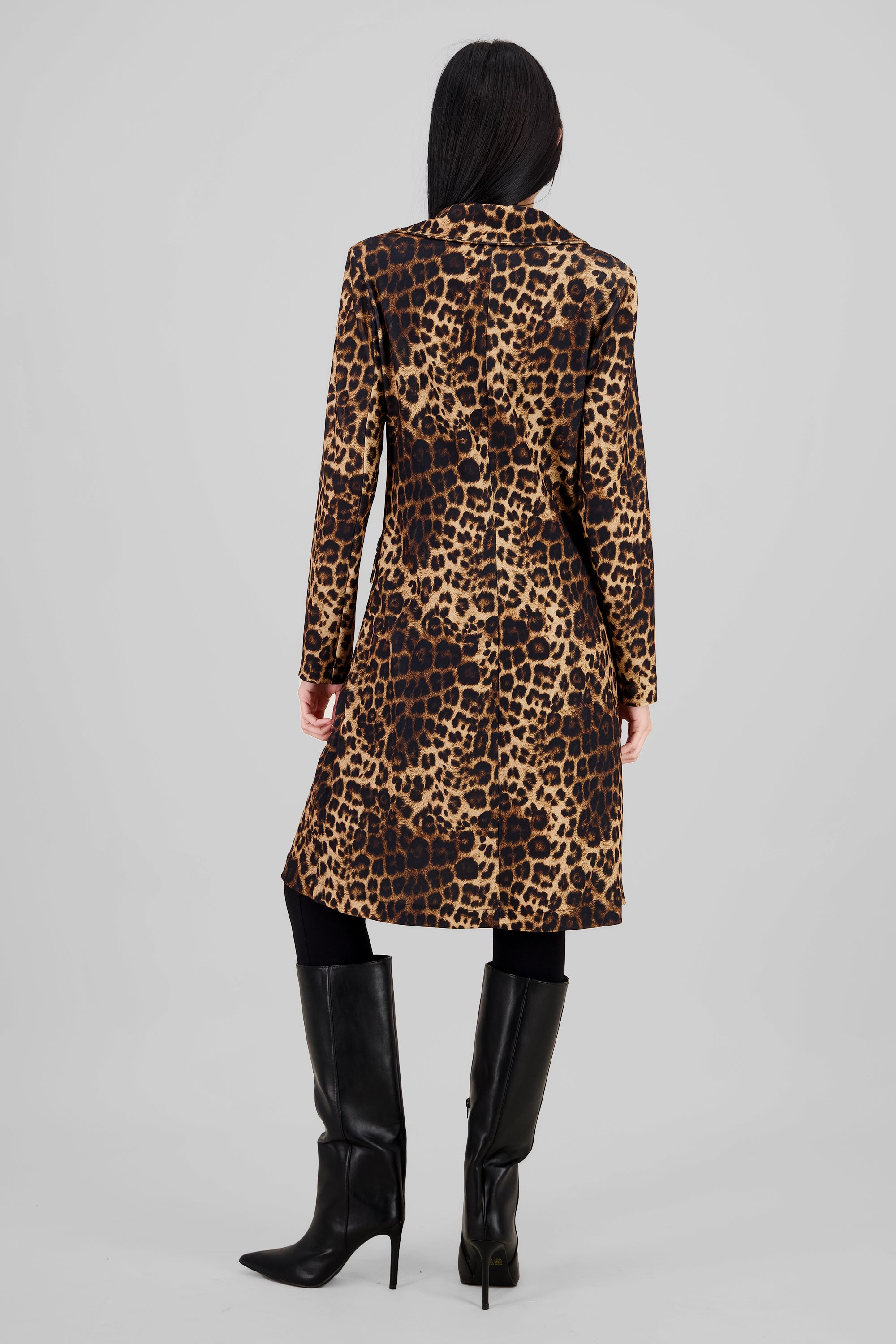 Abrigo largo animal print NEGRO COMBO