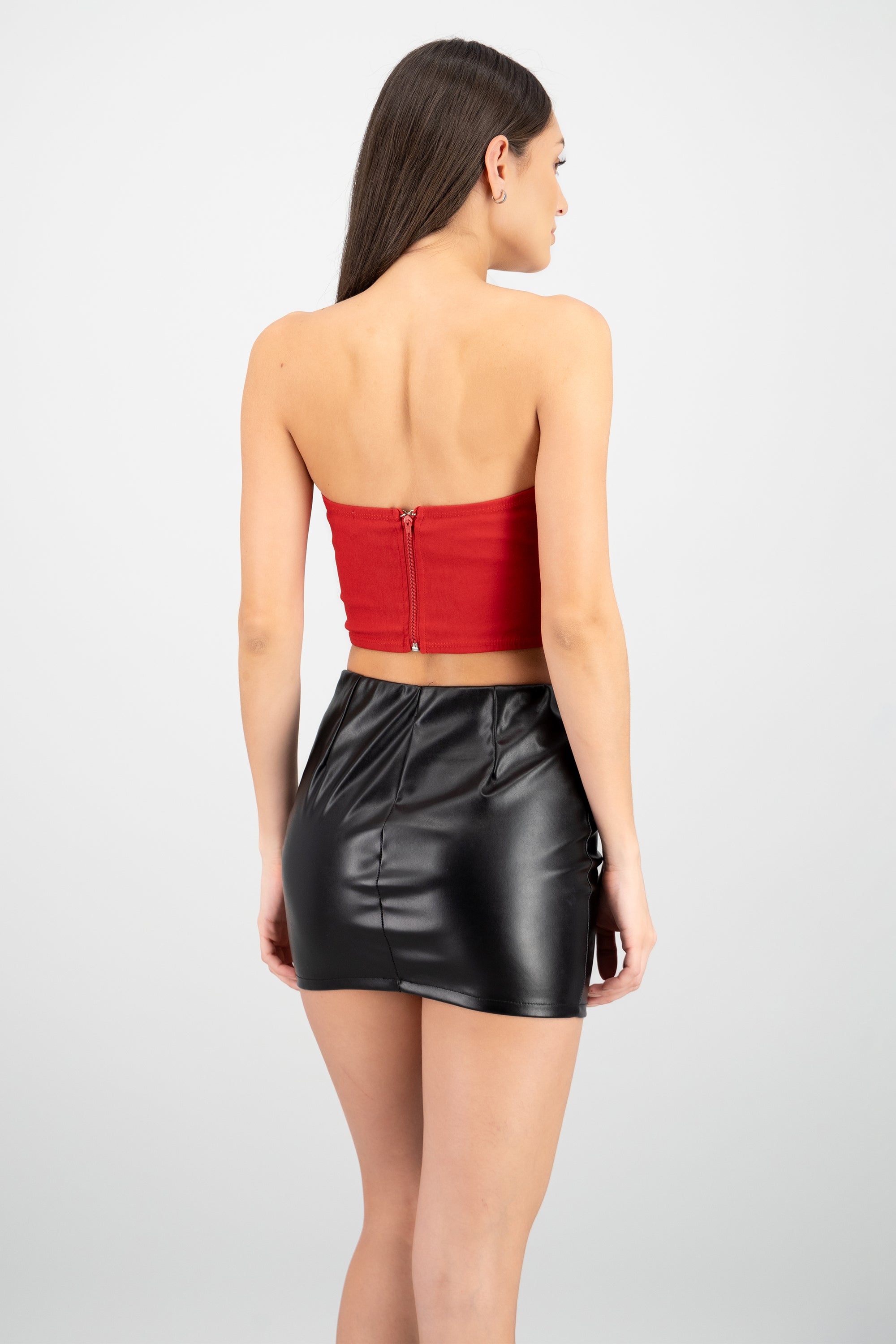 Corset strapless varillas metalico ROJO