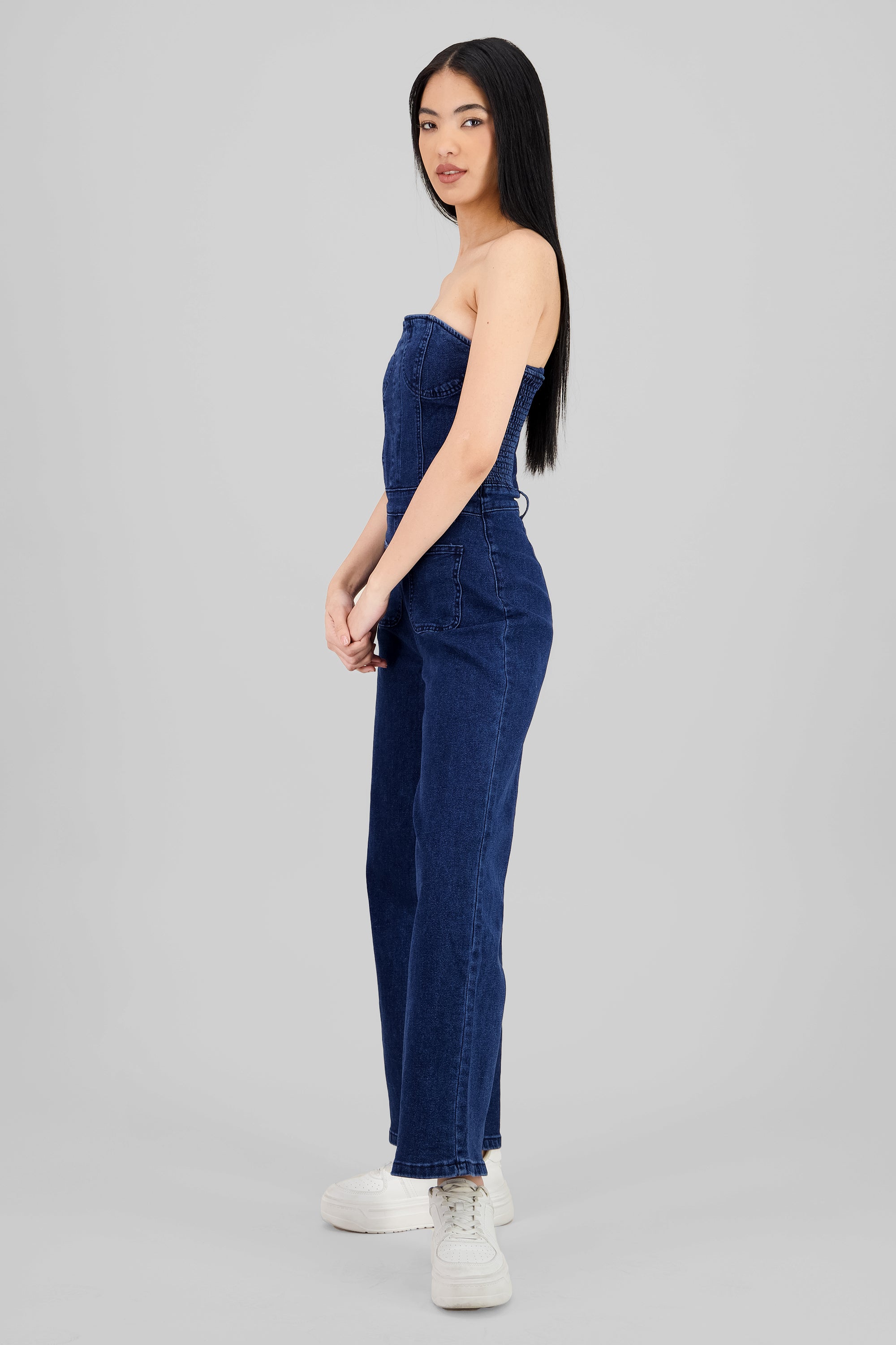 Jumpsuit de mezclilla pierna amplia DARK WASH