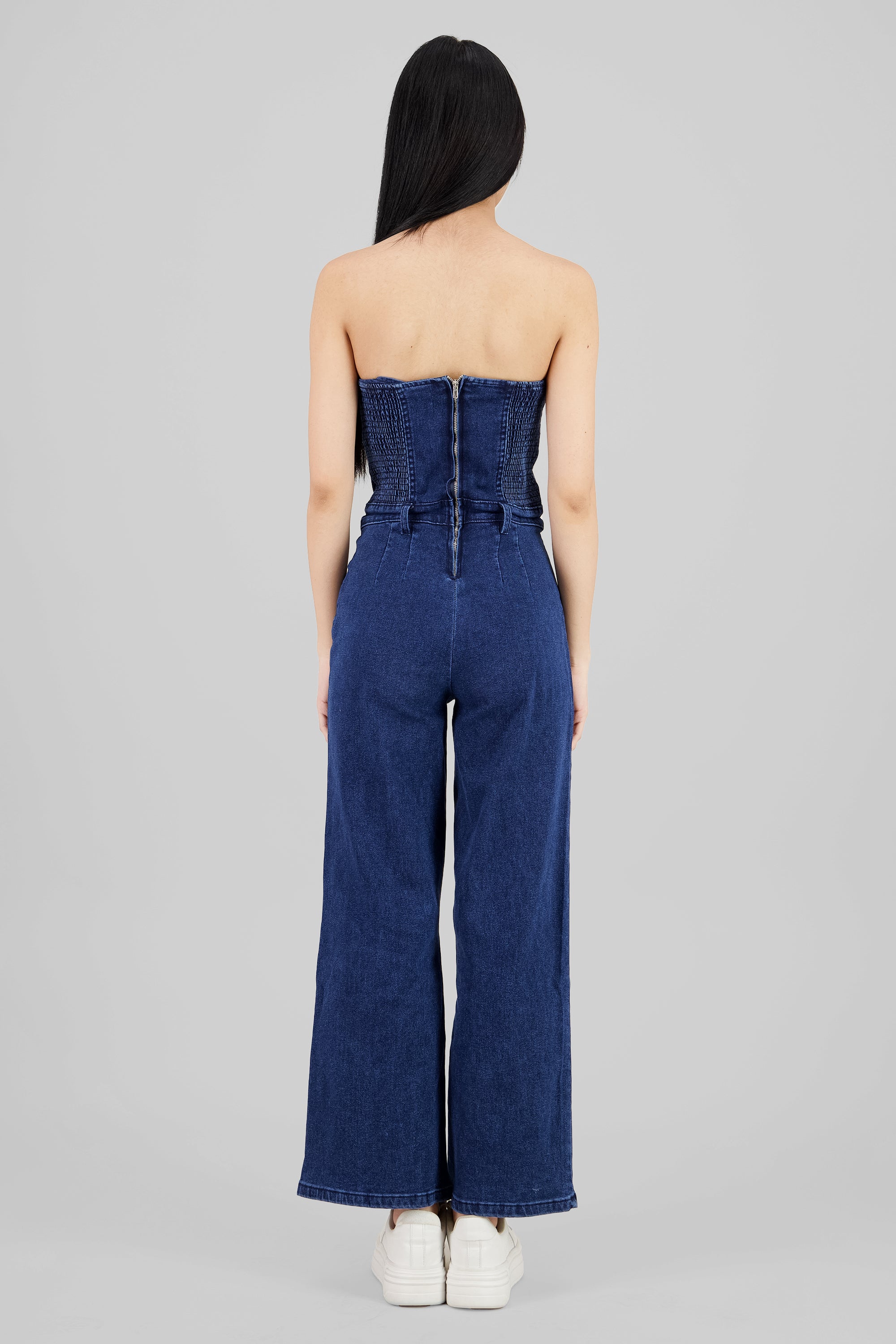 Jumpsuit de mezclilla pierna amplia DARK WASH