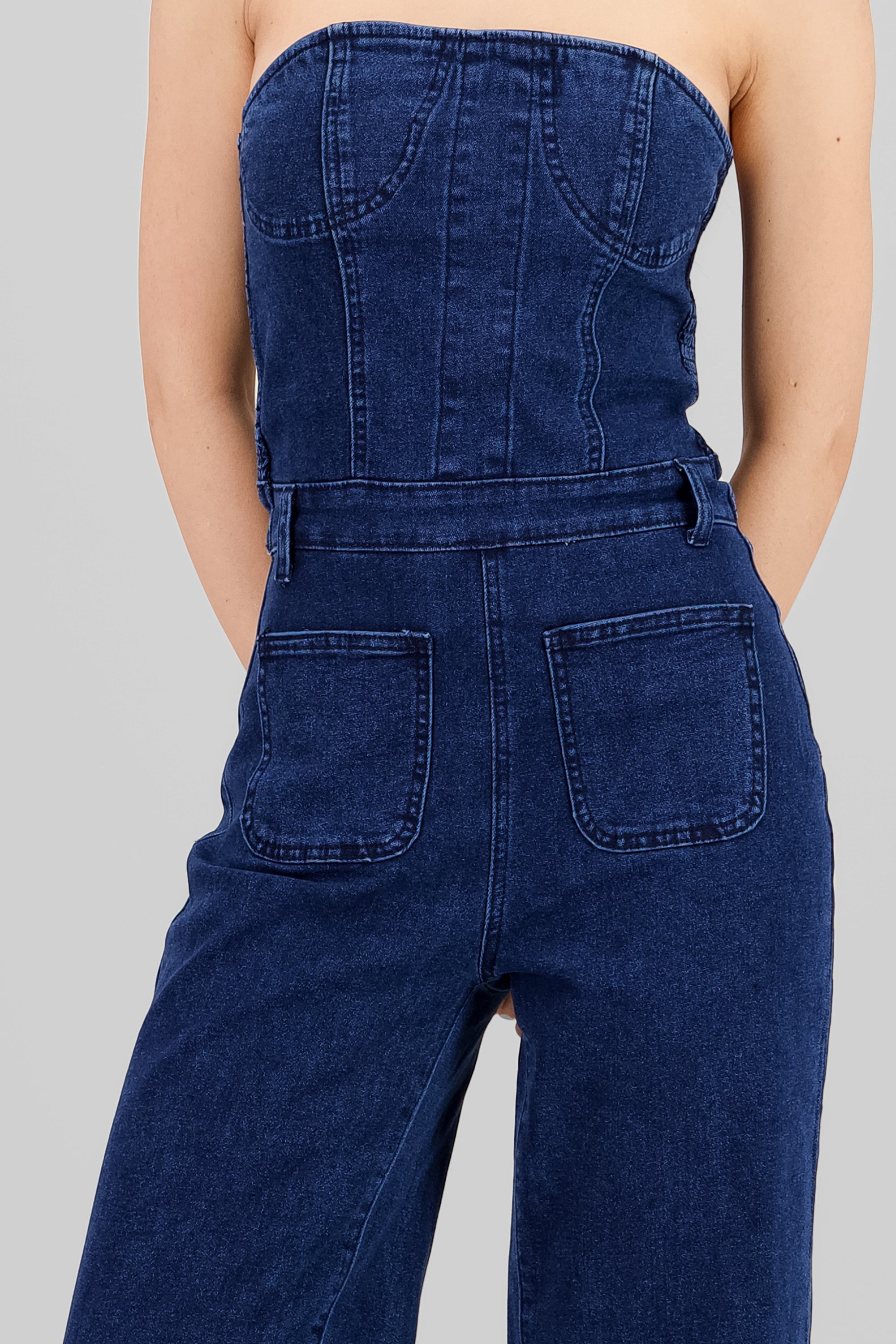 Jumpsuit de mezclilla pierna amplia DARK WASH