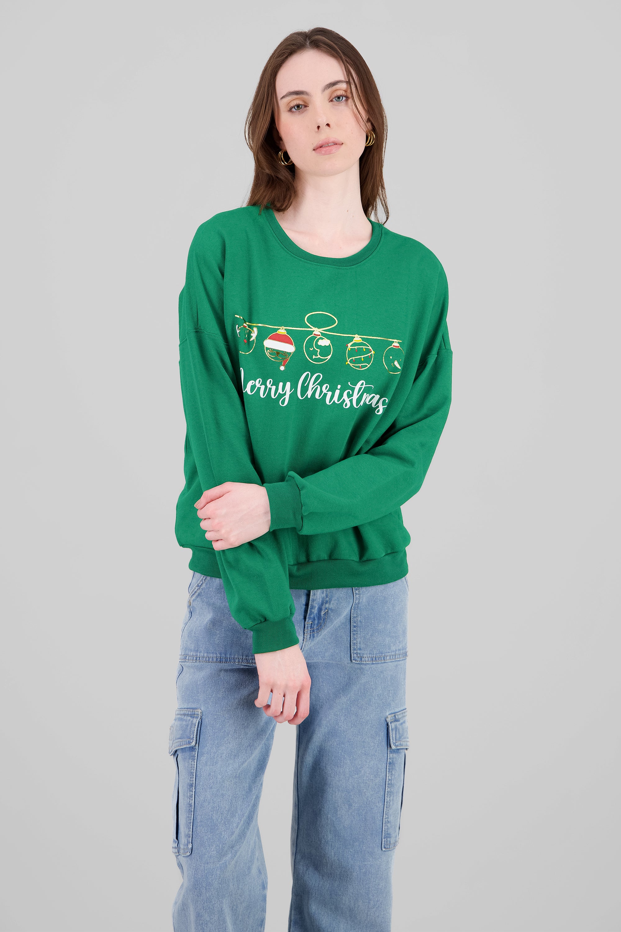 Sudadera esferas merry christmas VERDE