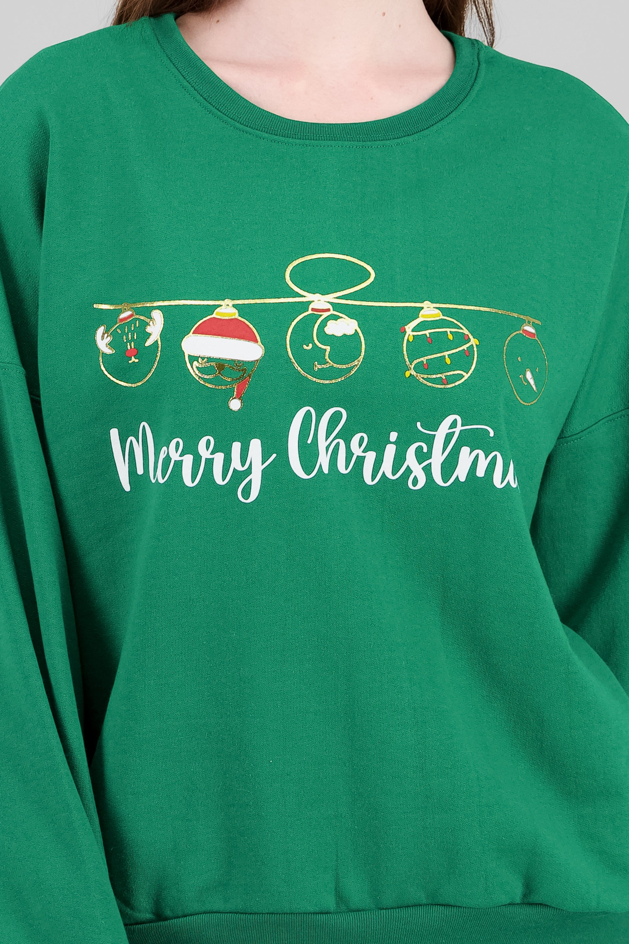 Sudadera esferas merry christmas VERDE